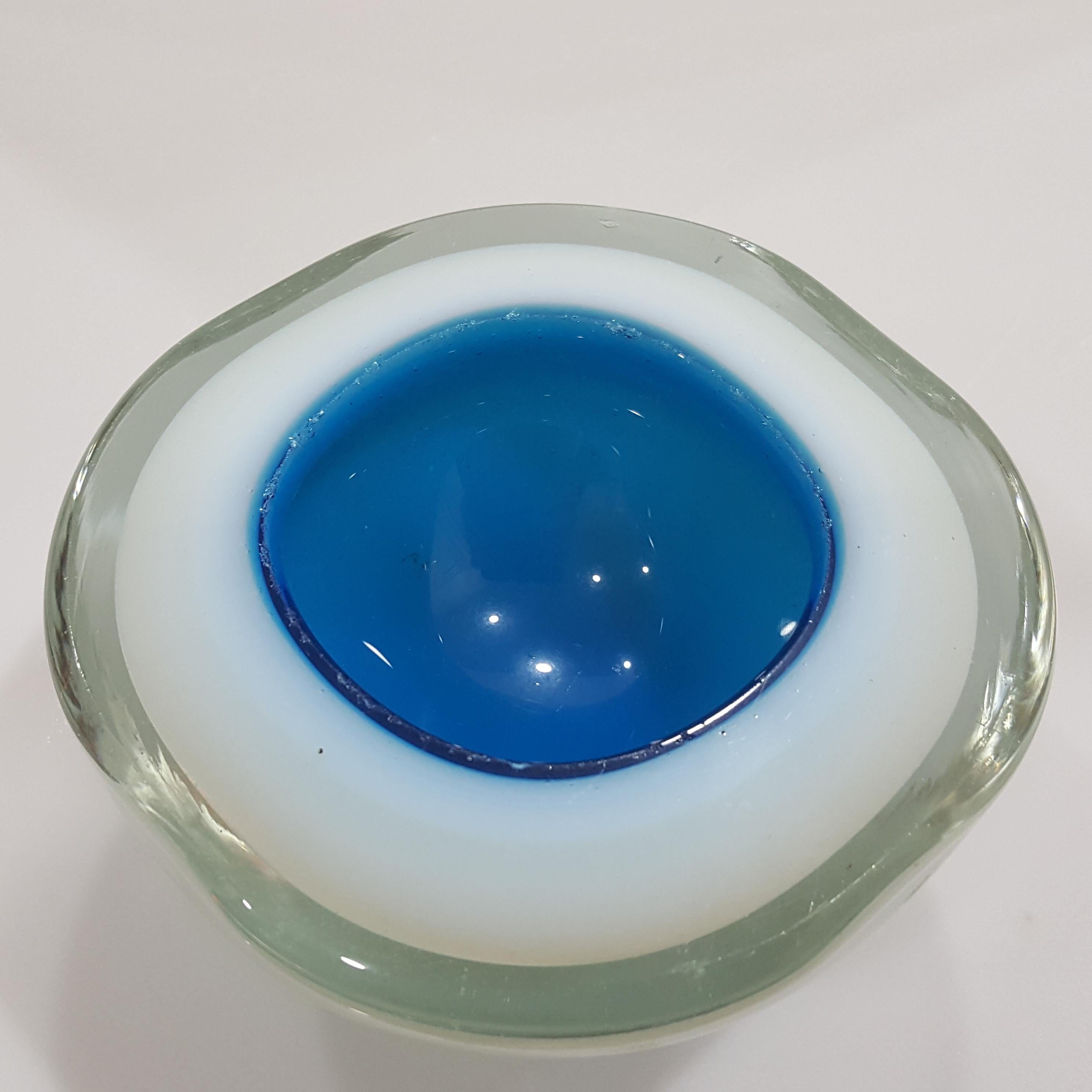 Cenedese or Seguso Murano Glass Triple Cased Geode Bowl  For Sale 5
