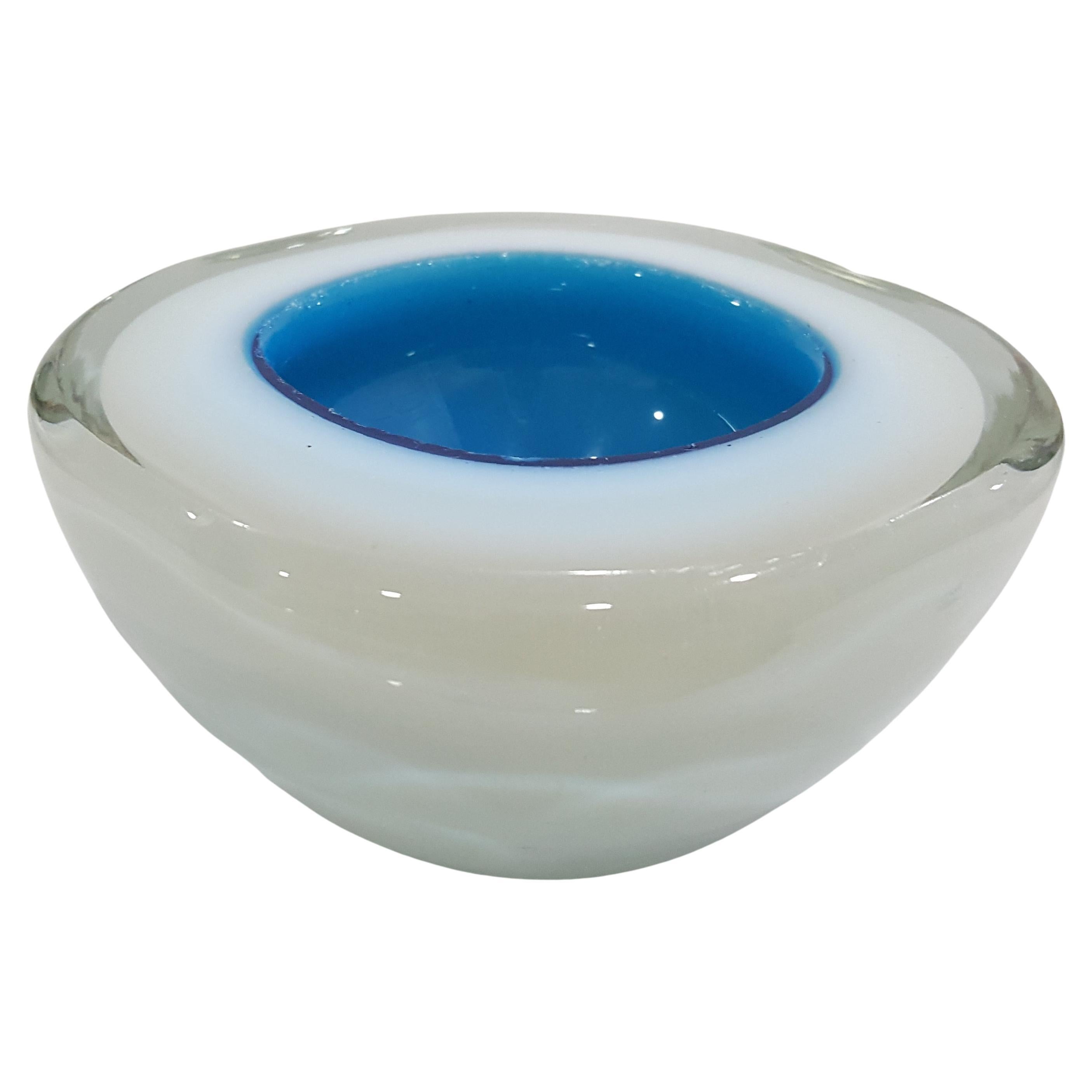Cenedese or Seguso Murano Glass Triple Cased Geode Bowl  For Sale