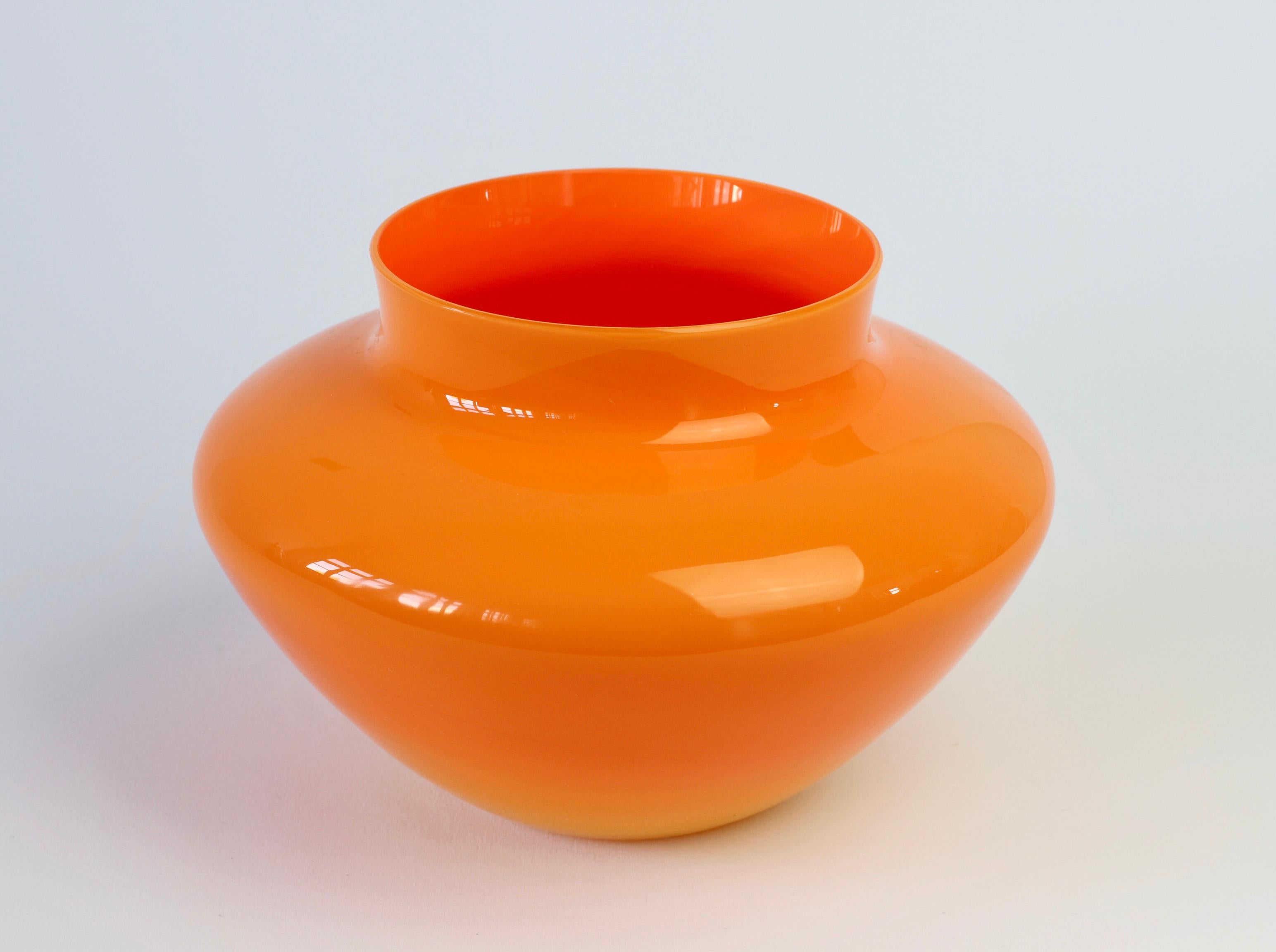 Mid-Century Modern Cenedese Orange Vintage Italian Murano Glass Vase or Bowl