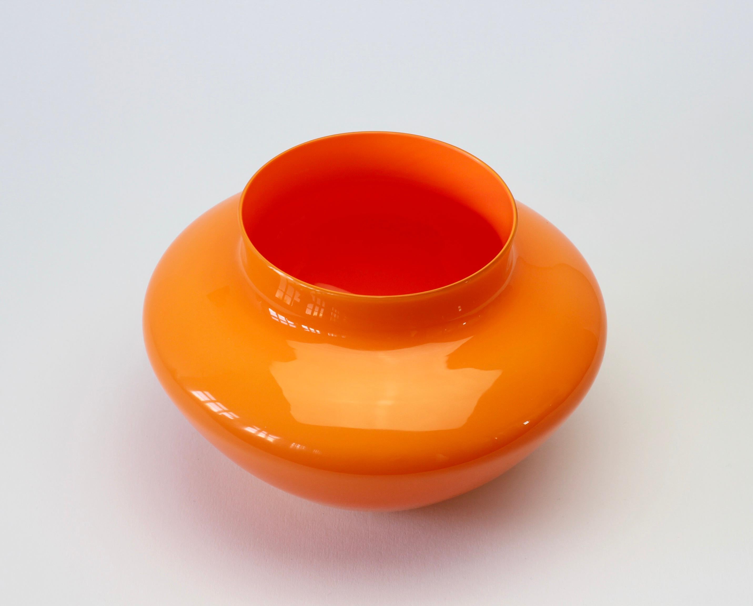 Cenedese Orange Vintage Italian Murano Glass Vase or Bowl In Excellent Condition In Landau an der Isar, Bayern