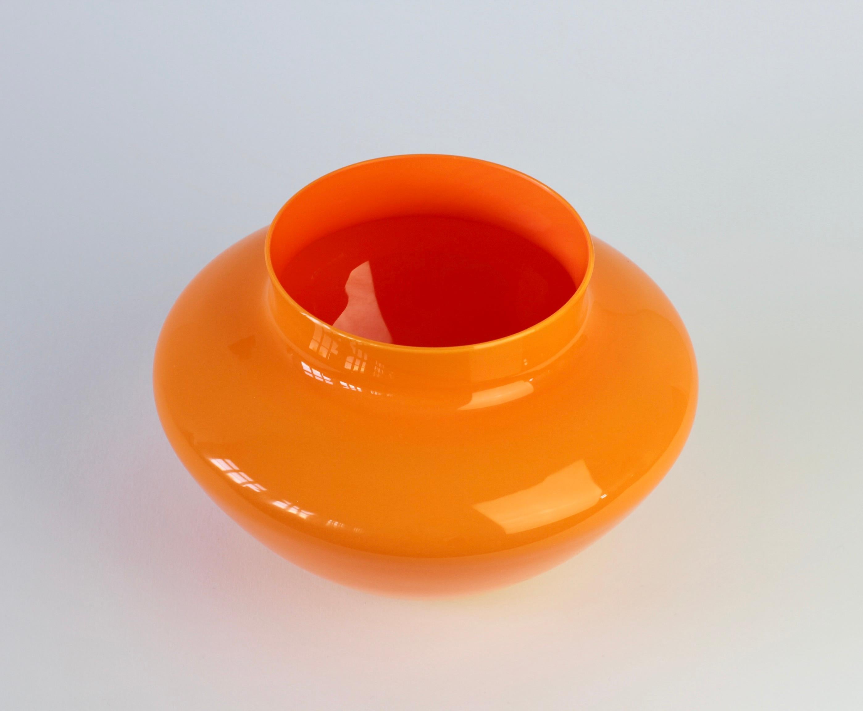 Late 20th Century Cenedese Orange Vintage Italian Murano Glass Vase or Bowl
