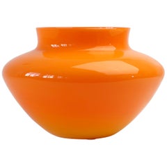 Cenedese Orange Vintage Italian Murano Glass Vase or Bowl
