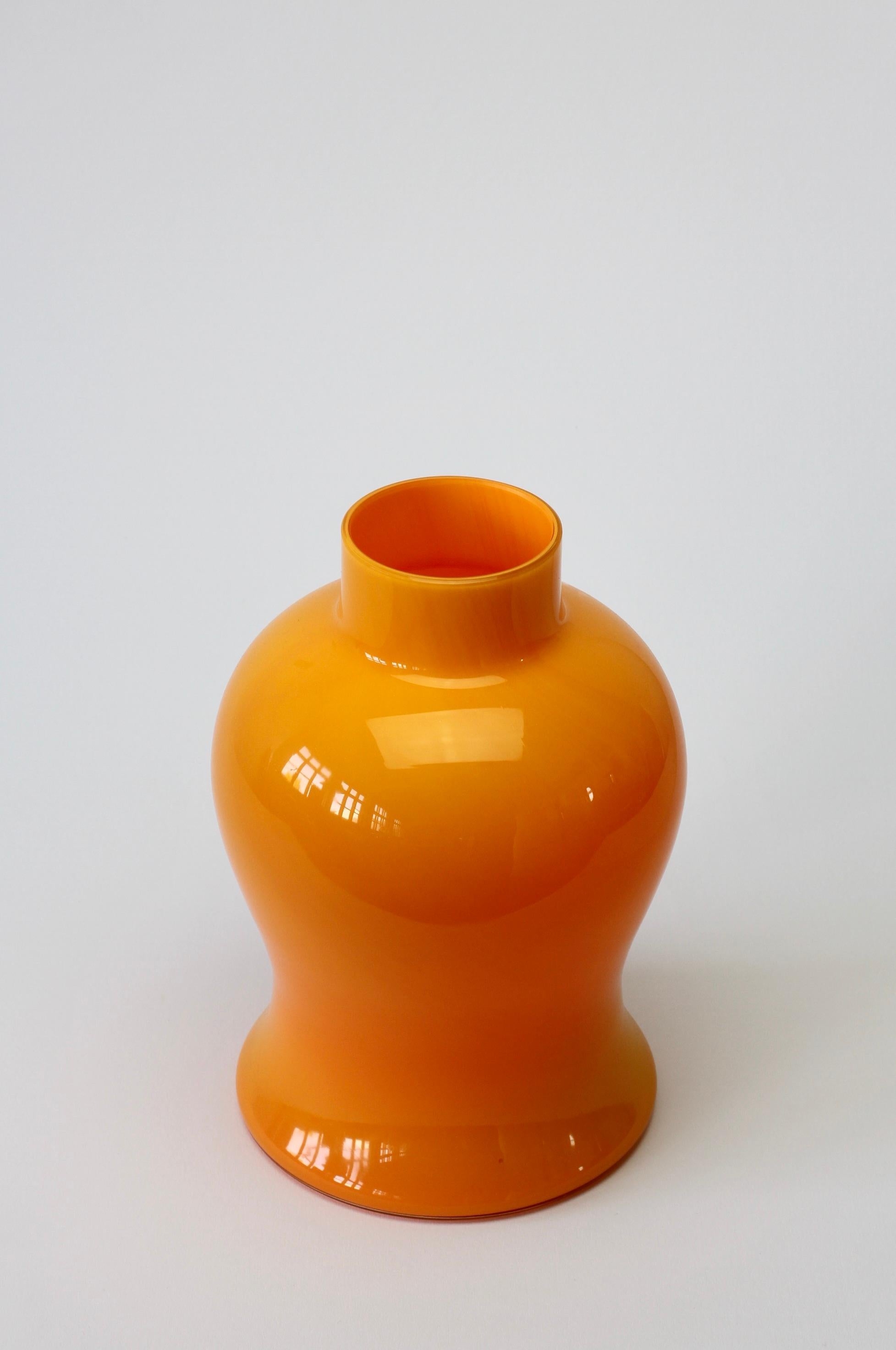 Cenedese Orange Vintage Midcentury Italian Murano Glass Vase 3