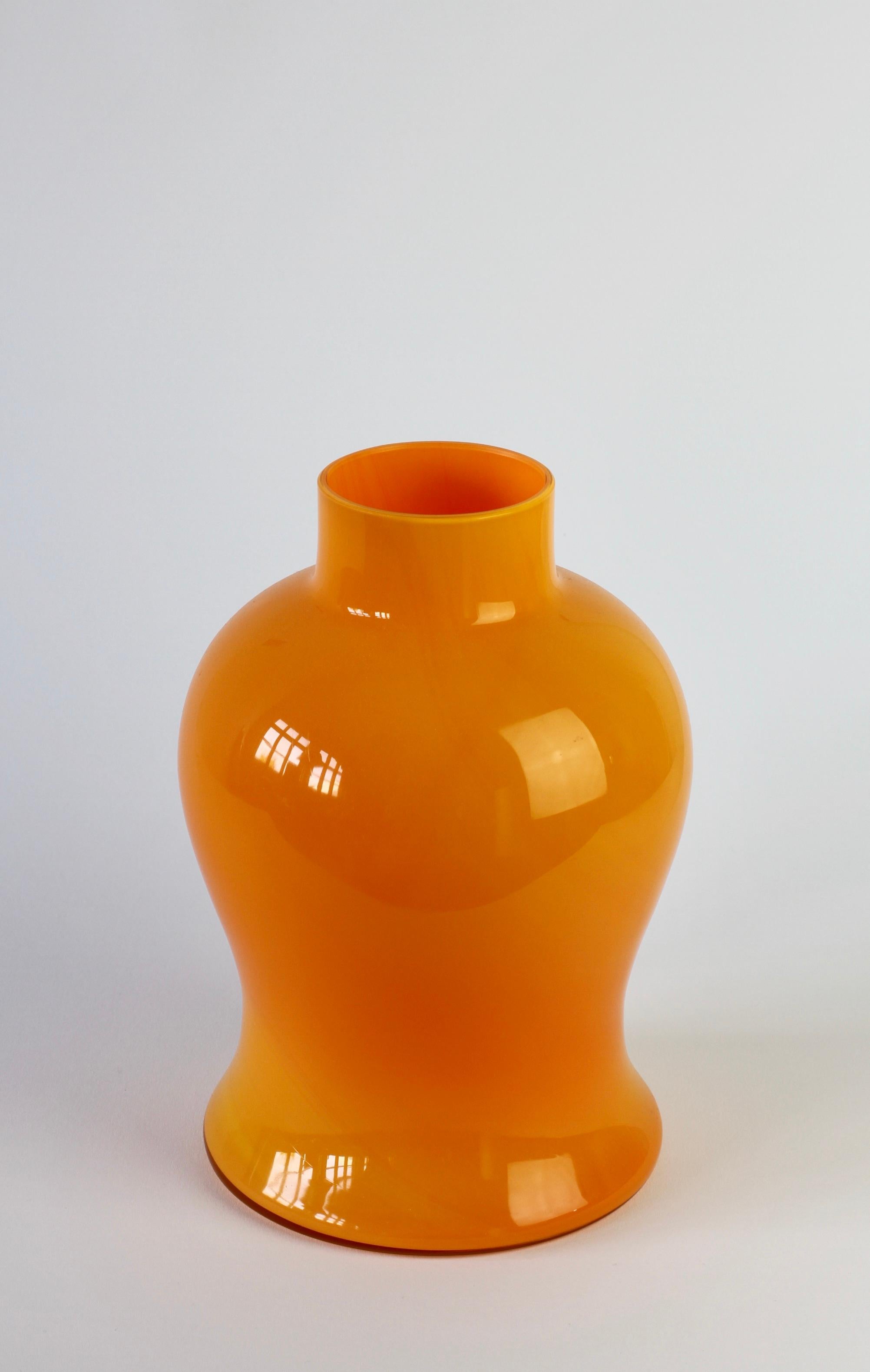 Late 20th Century Cenedese Orange Vintage Midcentury Italian Murano Glass Vase