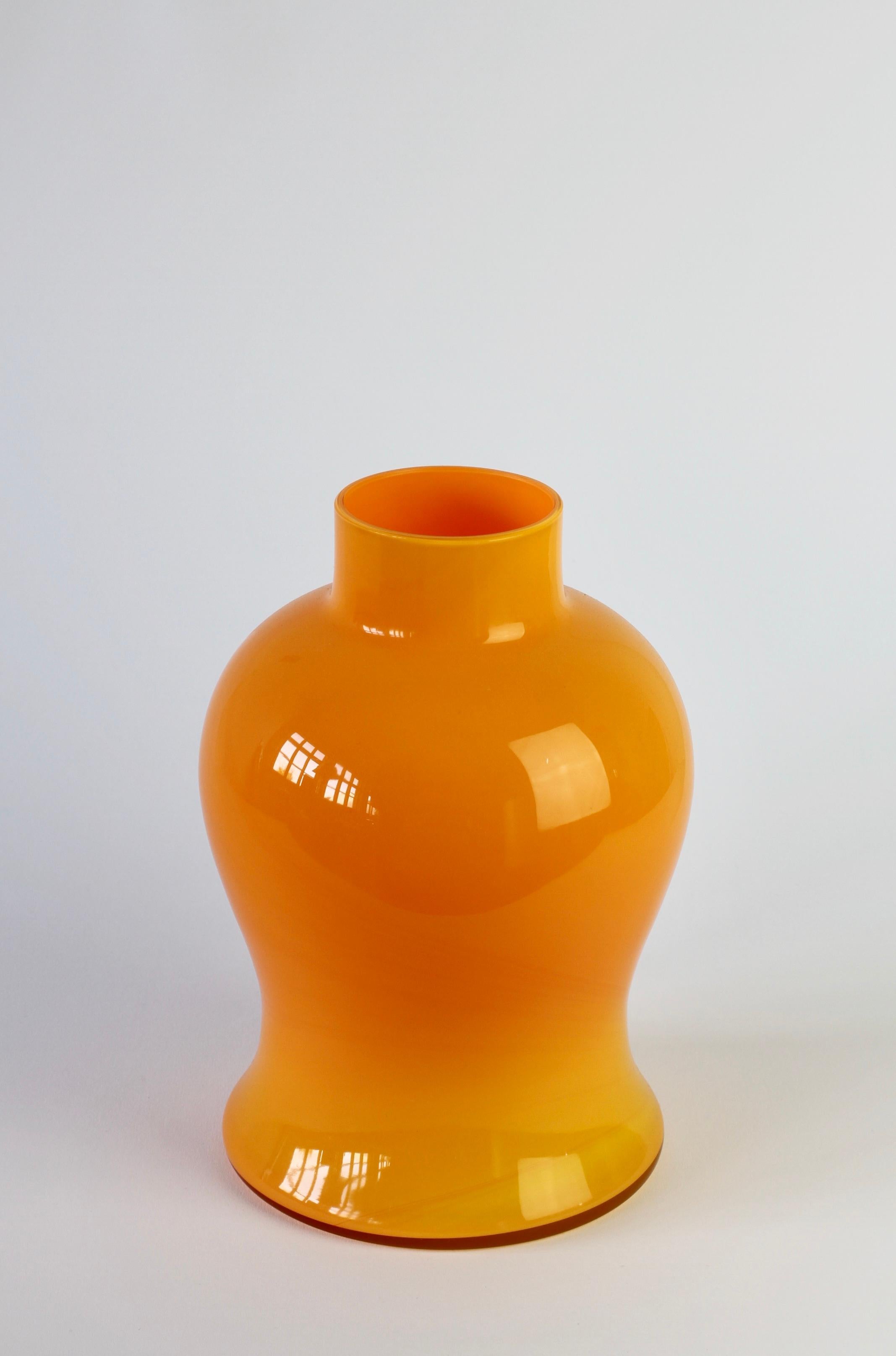 Cenedese Orange Vintage Midcentury Italian Murano Glass Vase 1