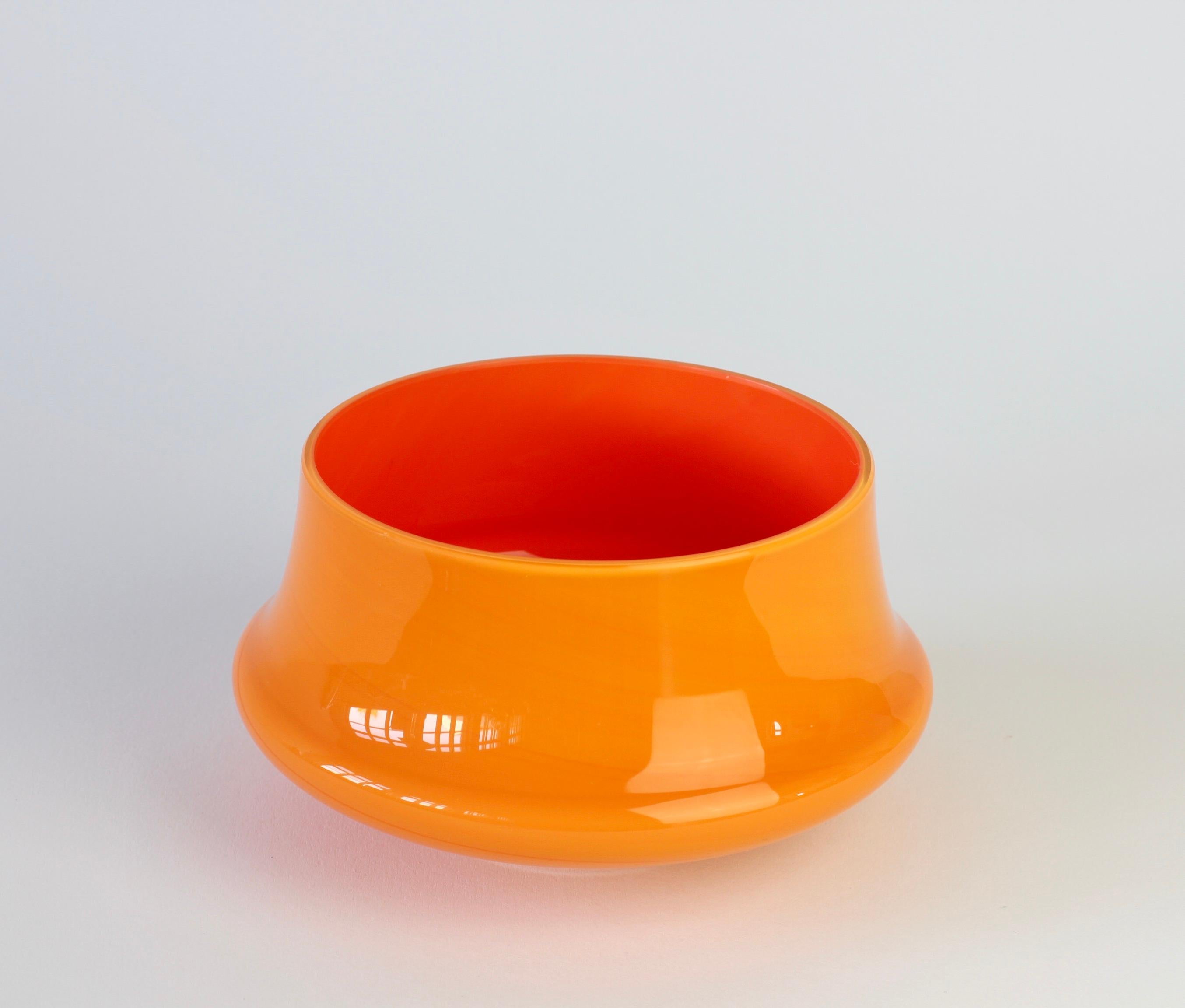 Mid-Century Modern Cenedese Orange Vintage. Mid-Century Italian Murano Glass Vase or Bowl