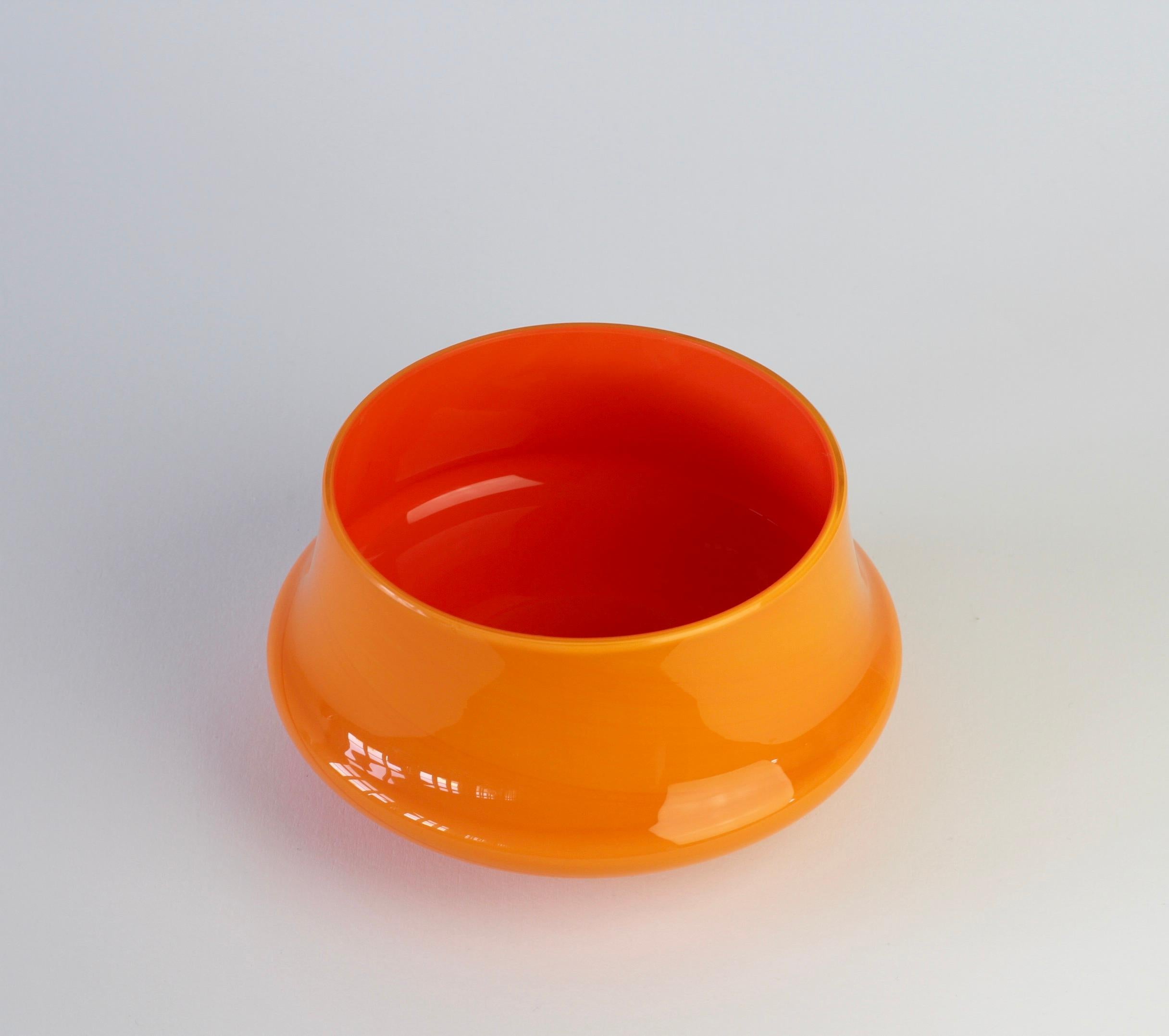 Late 20th Century Cenedese Orange Vintage. Mid-Century Italian Murano Glass Vase or Bowl