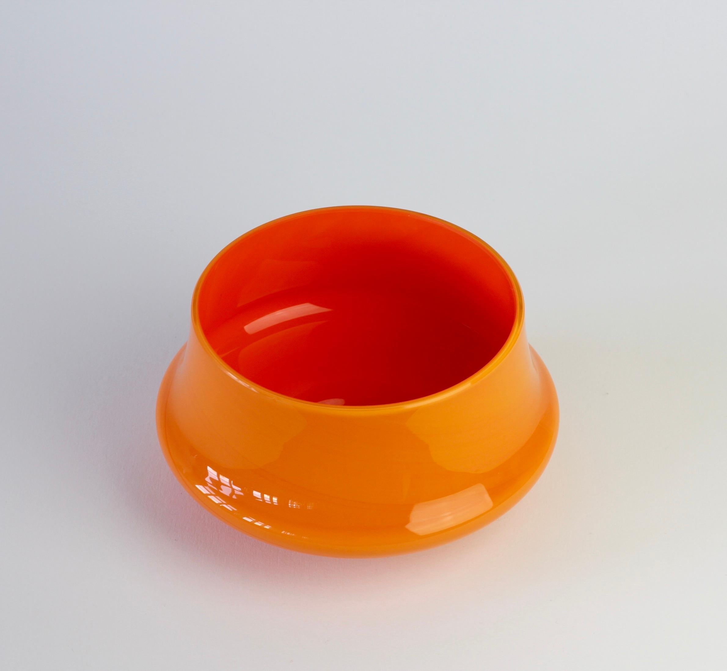 Cenedese Orange Vintage. Mid-Century Italian Murano Glass Vase or Bowl 2