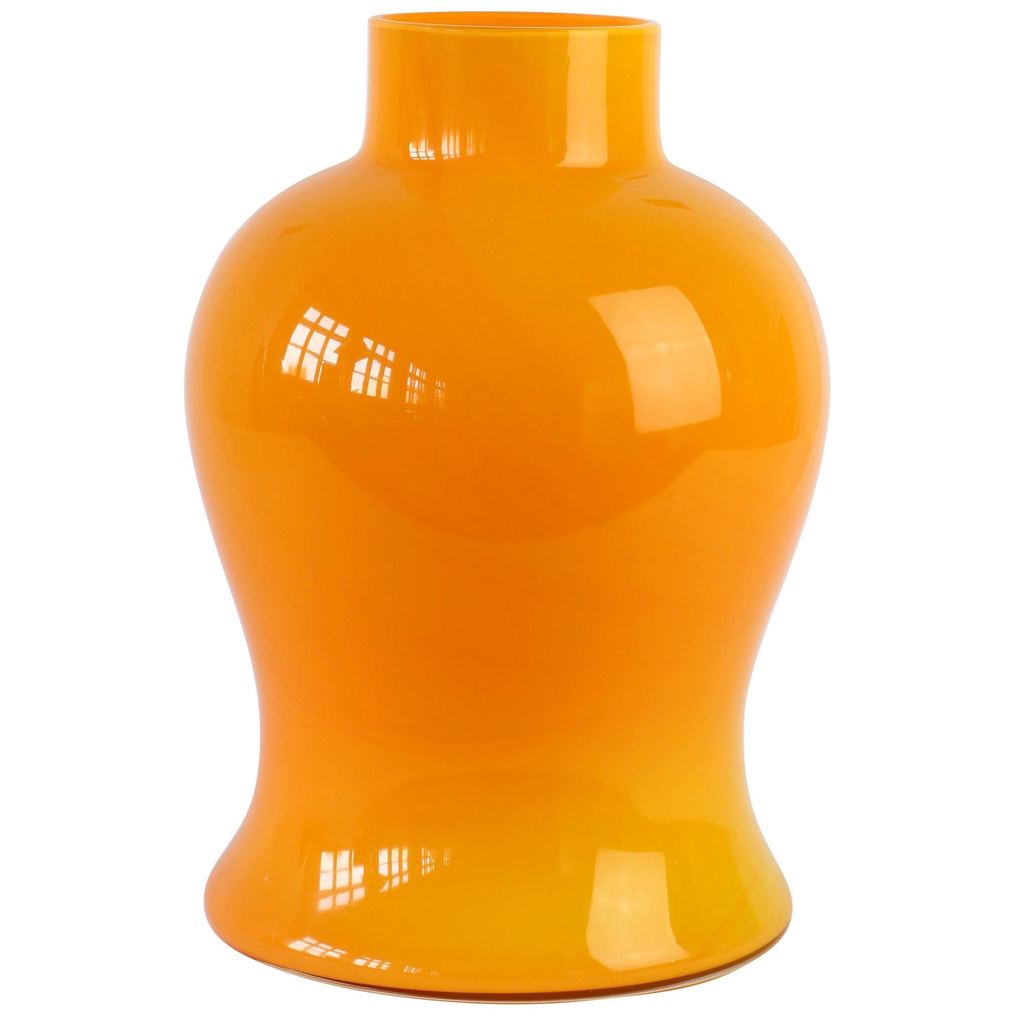 Cenedese Orange Vintage Midcentury Italian Murano Glass Vase