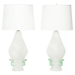 Cenedese Pair of Hand-Blown Scavo Glass Table Lamps 1970s