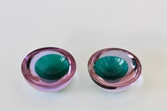Cenedese Pair of Lilac & Green Sommerso Murano Glass Bowls, Dish or Ashtray