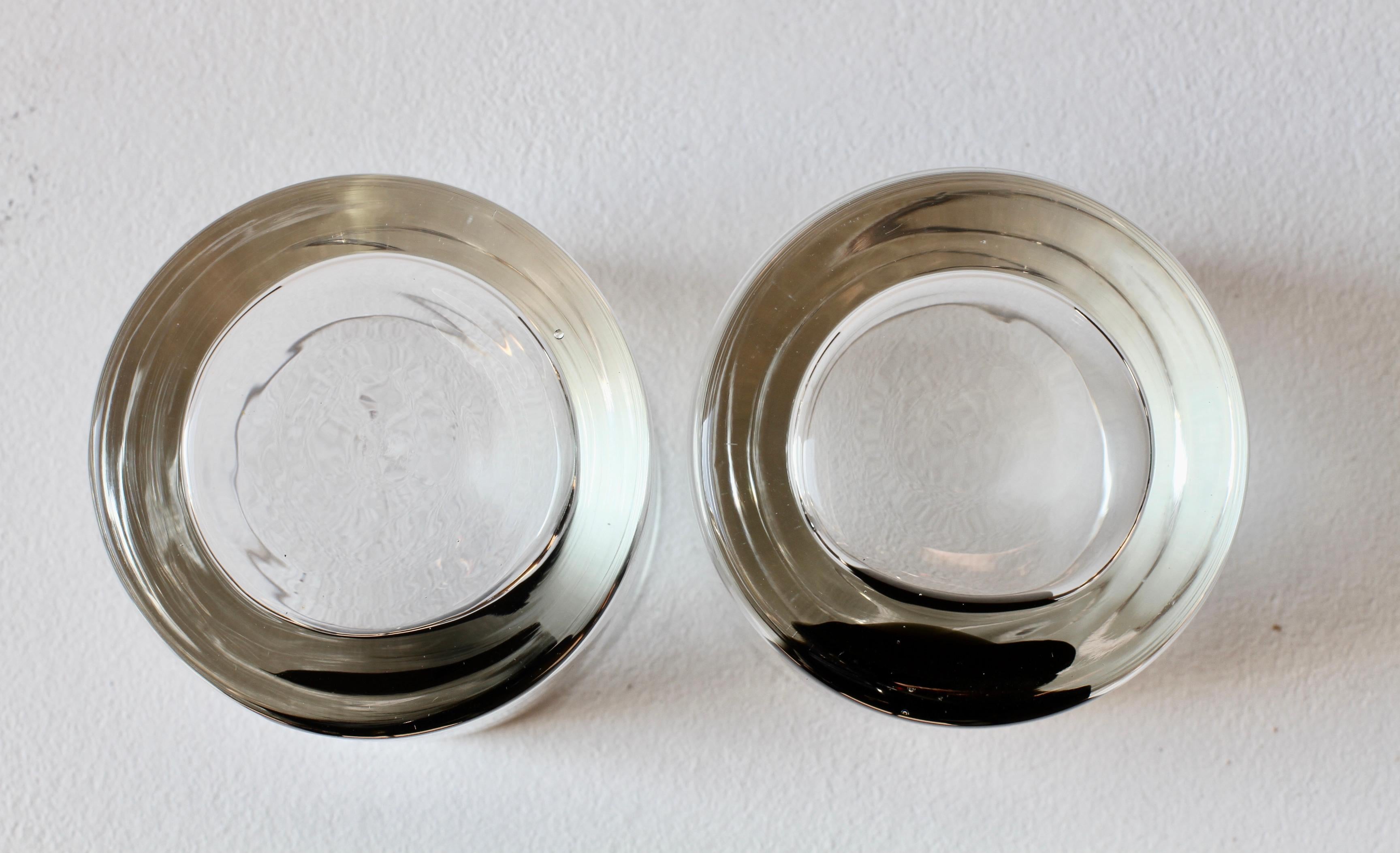Cenedese Paar runde italienische Vasen aus schwarzem und klarem Murano-Glas aus der Mitte der 1970er Jahre im Angebot 6