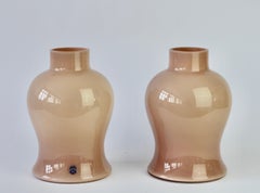 Cenedese Pair of Nude Pink Vintage Midcentury Italian Murano Art Glass Vases