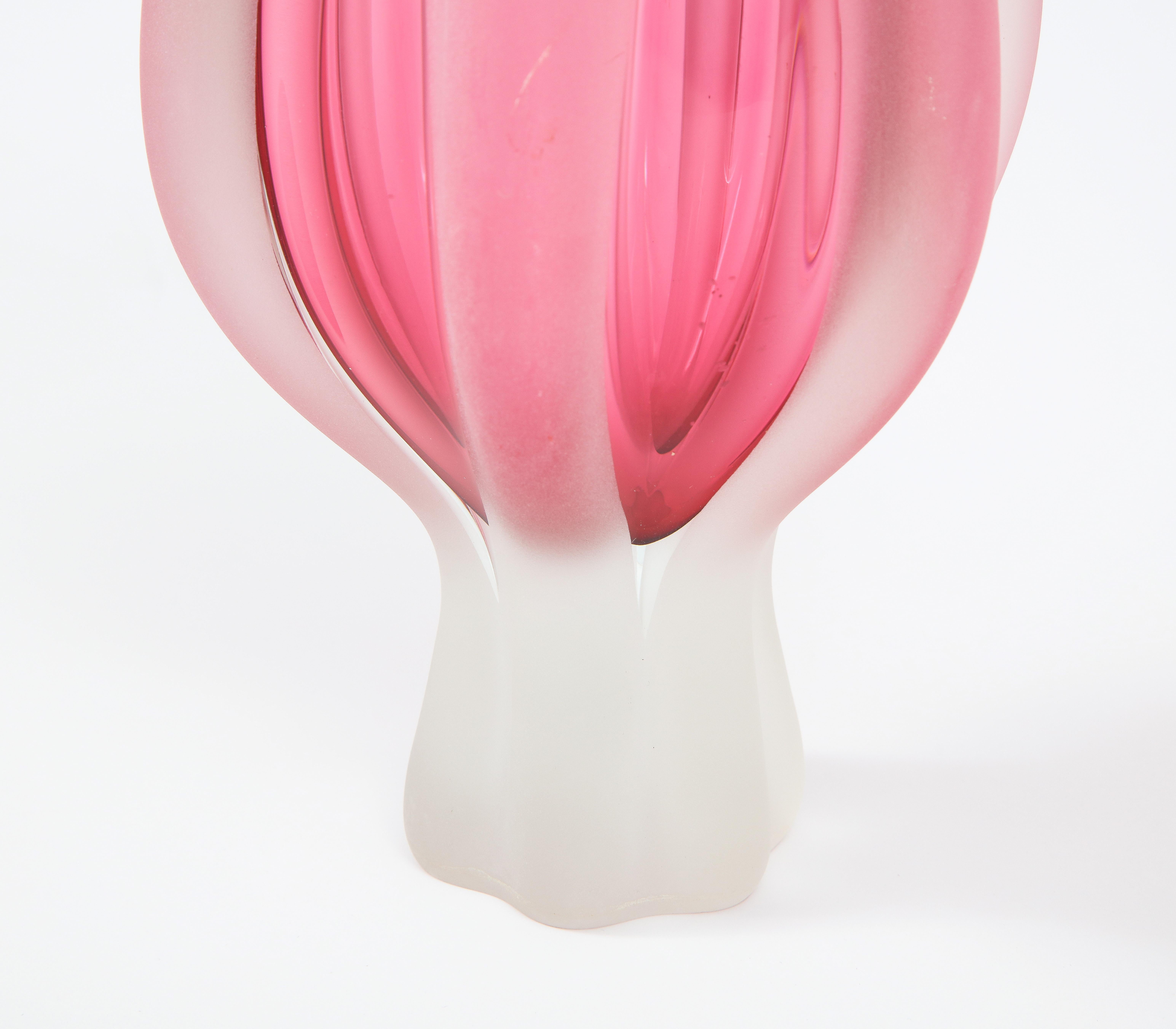 Hand-Crafted Cenedese Pink Murano Glass Vases
