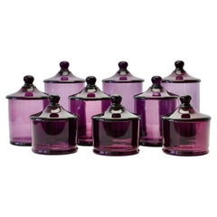 Cenedese Rare Vintage Set of Purple Glass Apothecary Lidded Jars Murano Italy