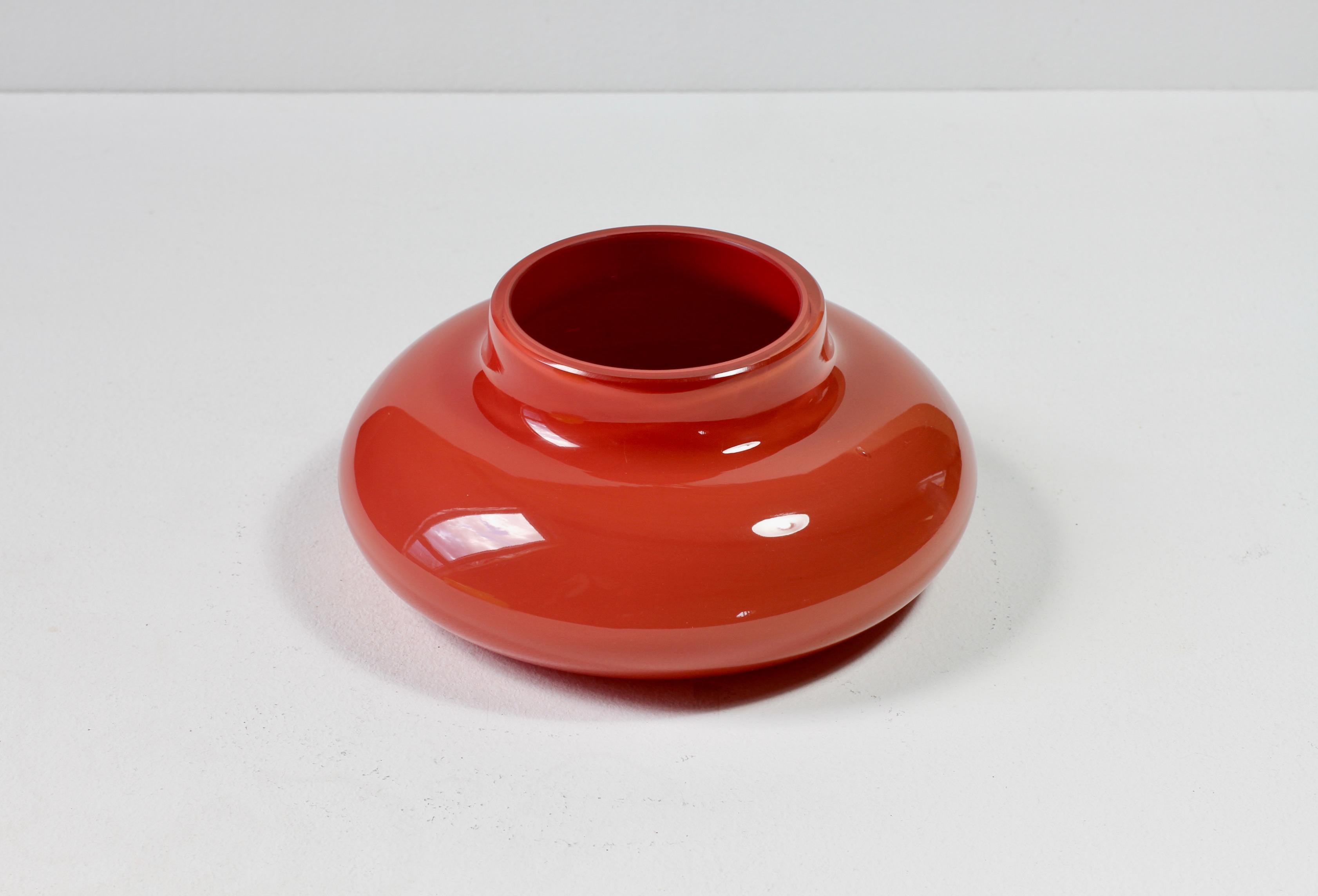 Blown Glass Cenedese Red Mid-Century Modern Italian Murano Glass Bowl or Vase attr. Nason For Sale