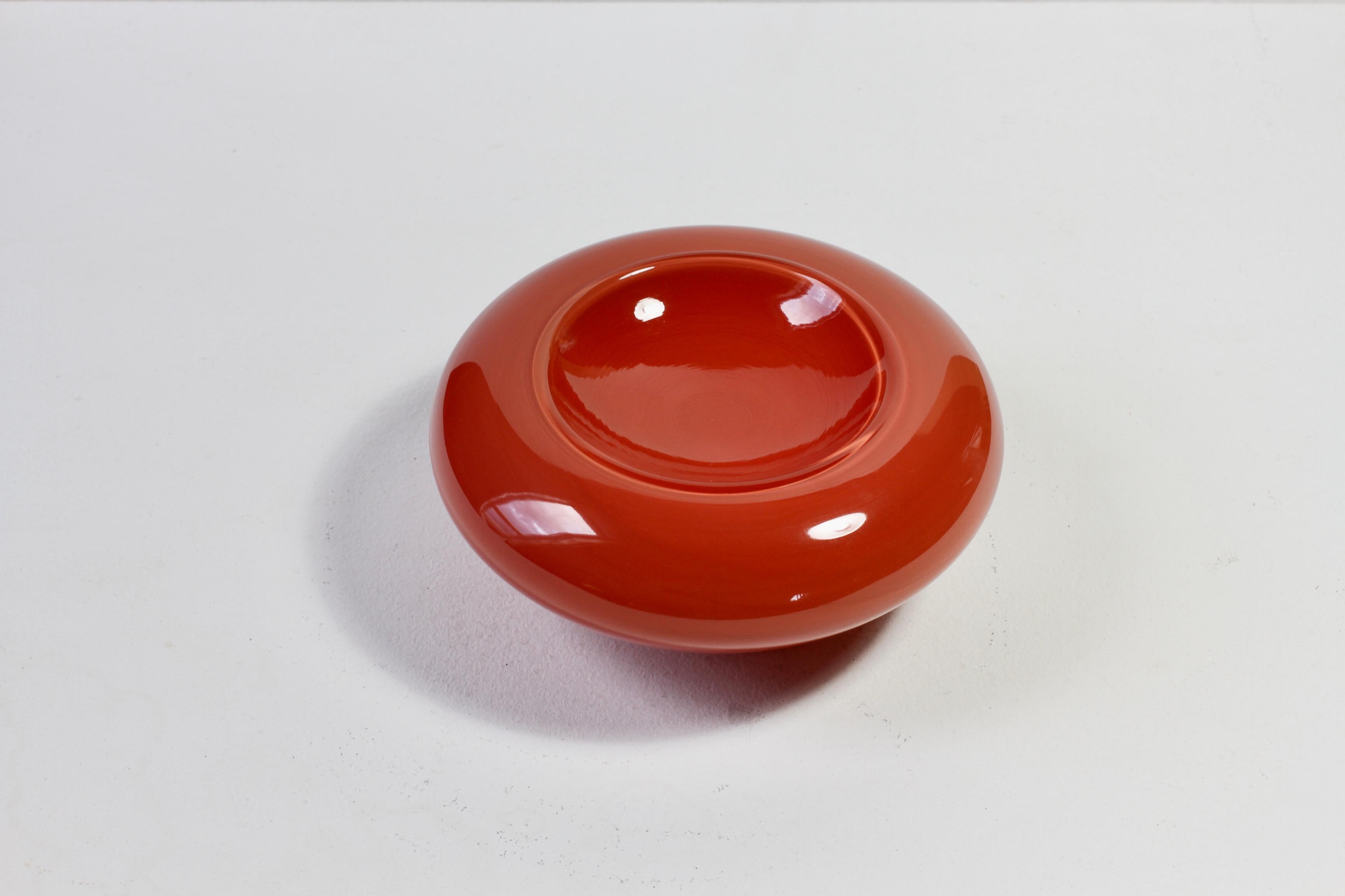 Cenedese Red Mid-Century Modern Italian Murano Glass Bowl or Vase attr. Nason For Sale 1