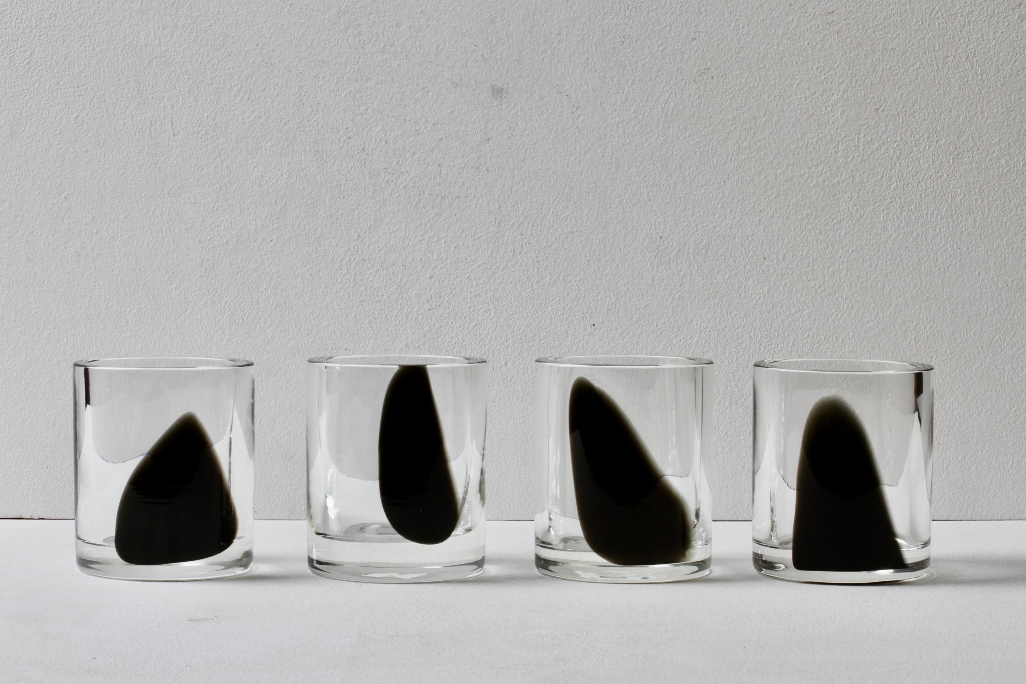 Cenedese Set of 12 Mid-Century 1970s Italian Black & Clear Murano Glass Vases in vendita 4