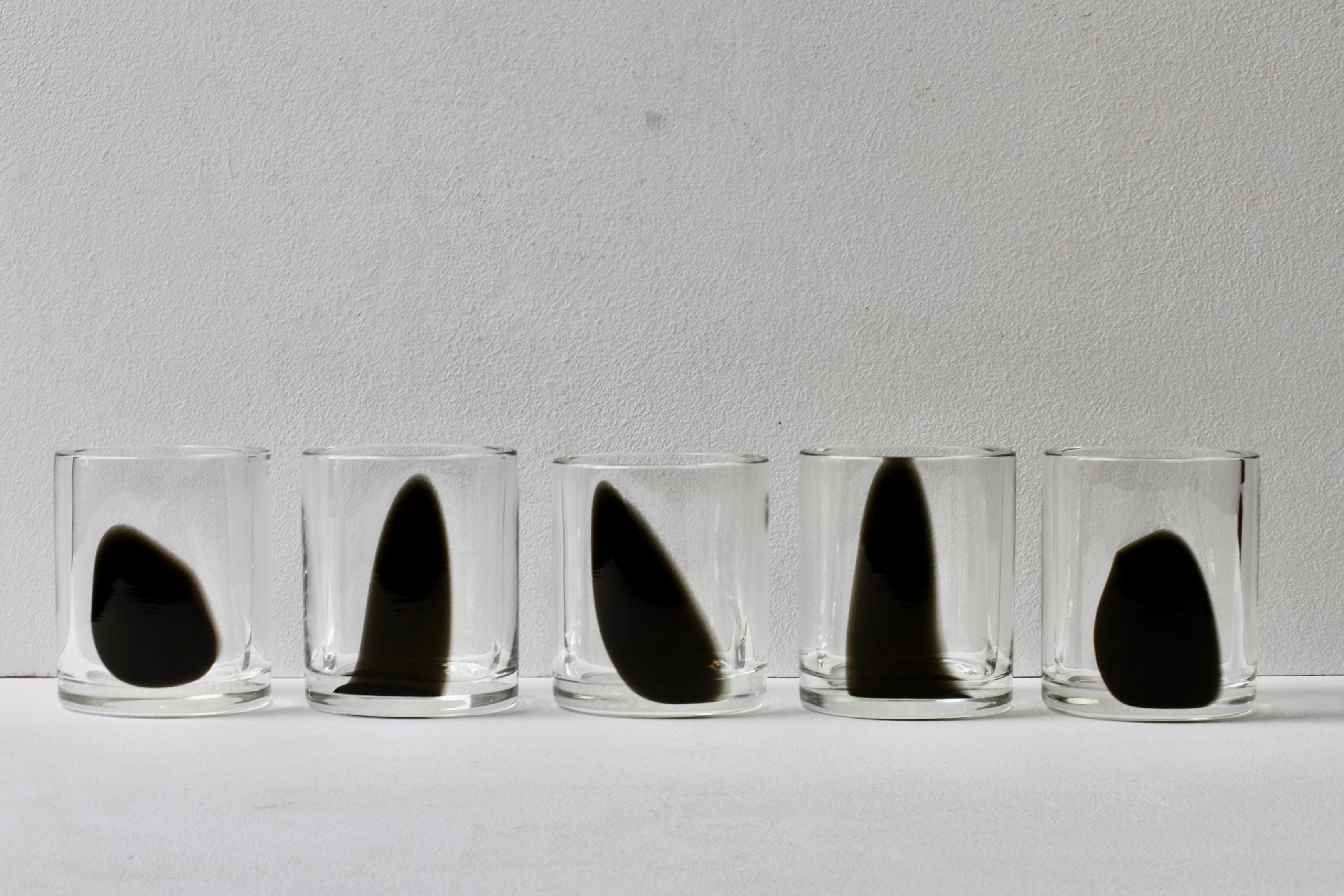 Cenedese Set of 12 Mid-Century 1970s Italian Black & Clear Murano Glass Vases in vendita 5