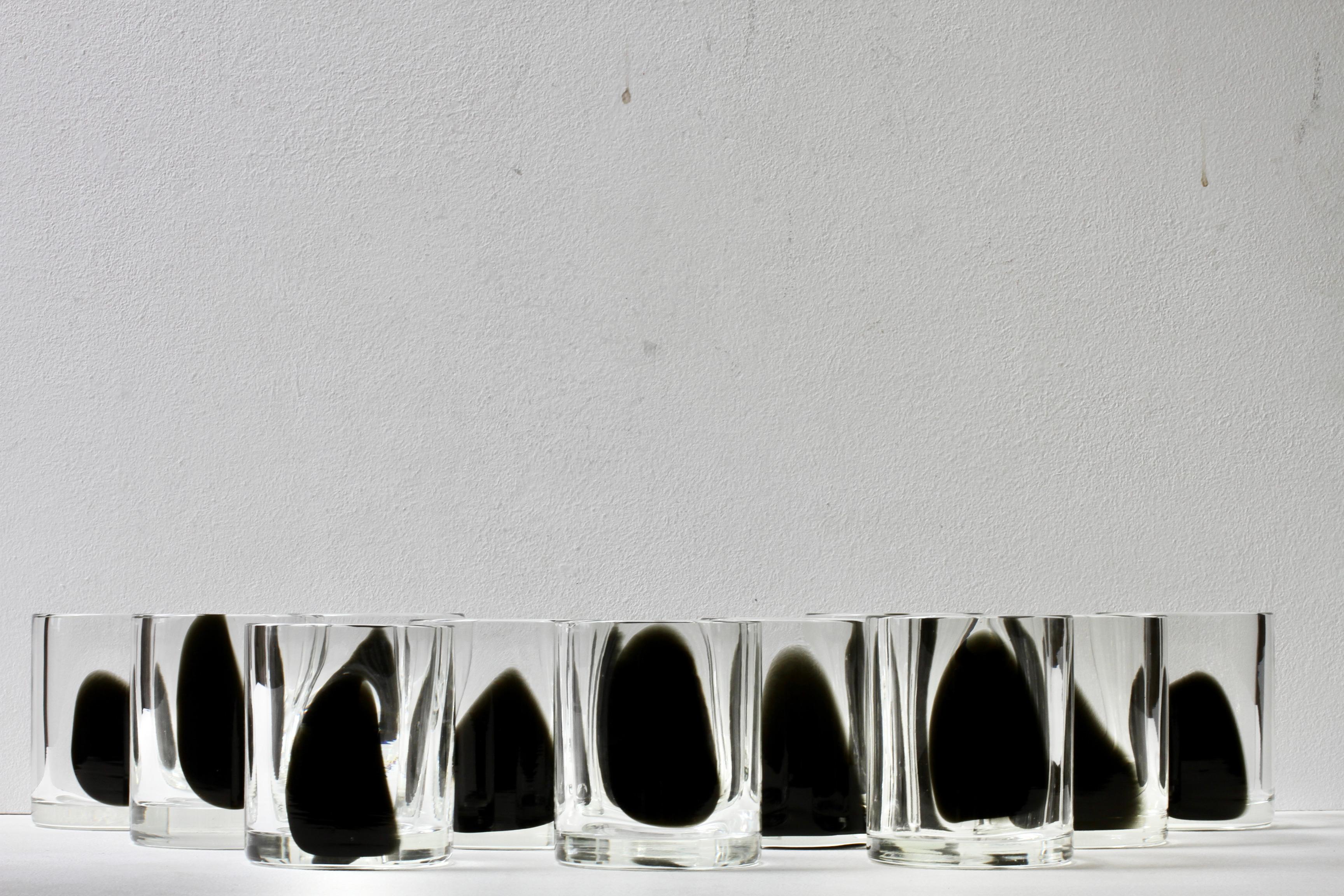 Antonio da Ros for Cenedese set of twelve large and heavy vintage Mid-Century modern Italian Murano round, circular glass vases or oversized tealight / candle holders, circa 1965-1975. Large and heavy pieces of glass feature a simplistic, elegant