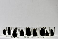 Cenedese Set of 12 Mid-Century 1970s Italian Black & Clear Murano Glass Vases