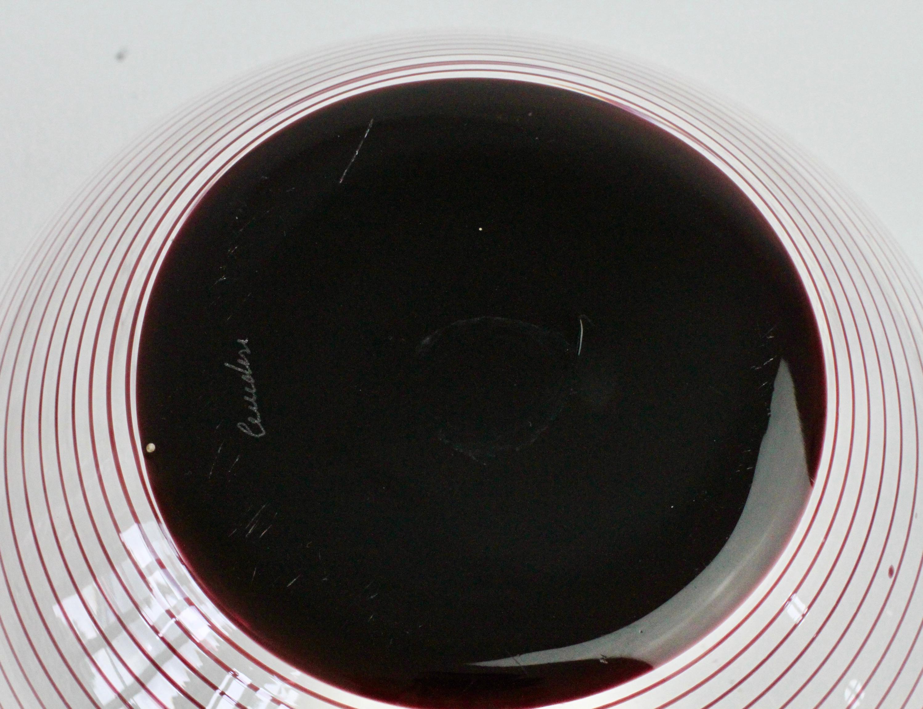 Cenedese Signé Grand bol à fruits en verre de Murano violet spiralé et transparent, vers les années 1980 en vente 8