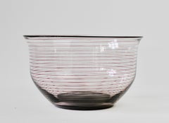 Cenedese Signed Large Purple Spiral & Clear Murano Glass Fruit Bowl, circa 1980s