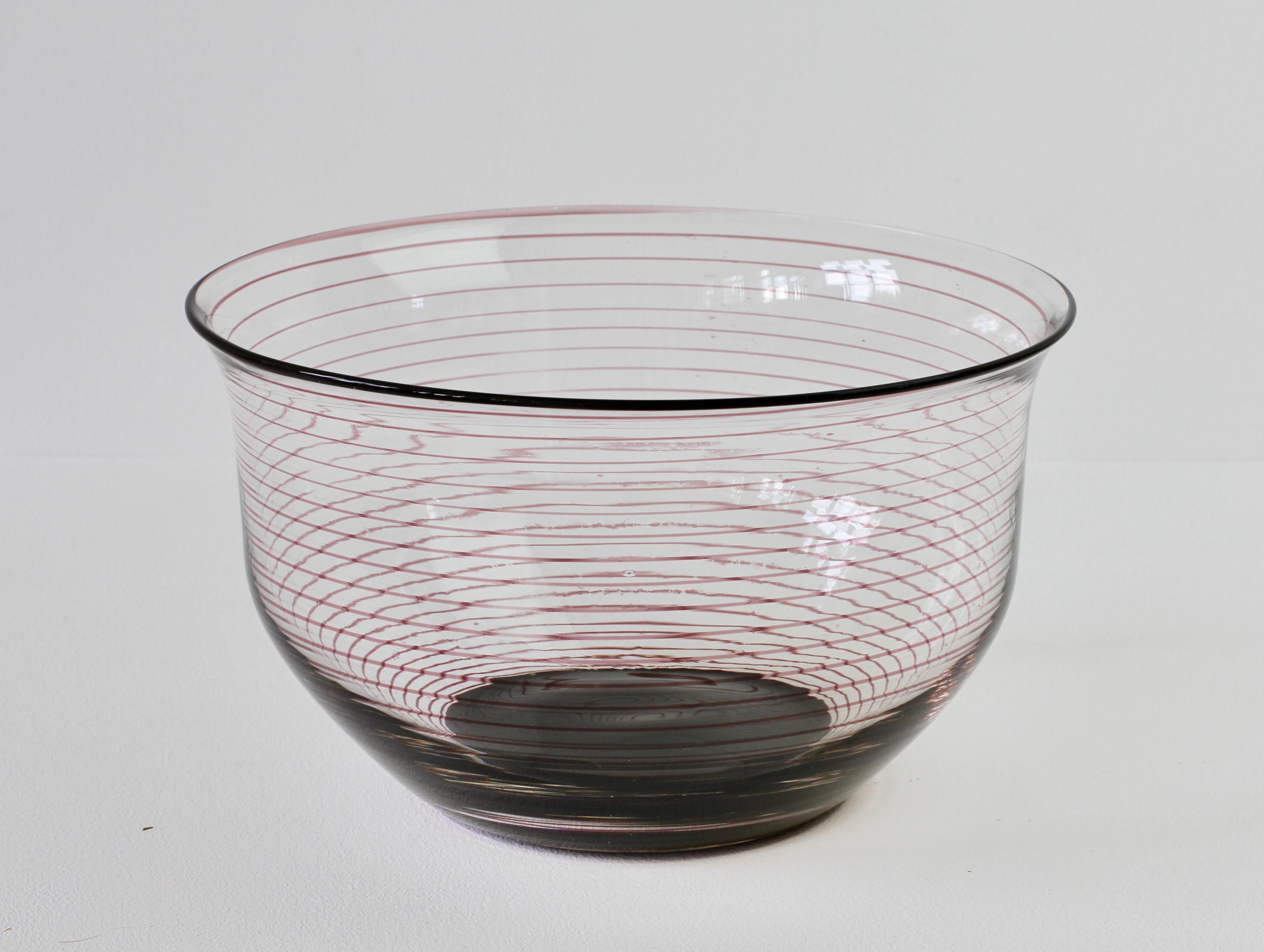 Cenedese signiert große lila Spirale & klare Murano-Glas Obstschale, ca. 1980er Jahre (Italienisch) im Angebot