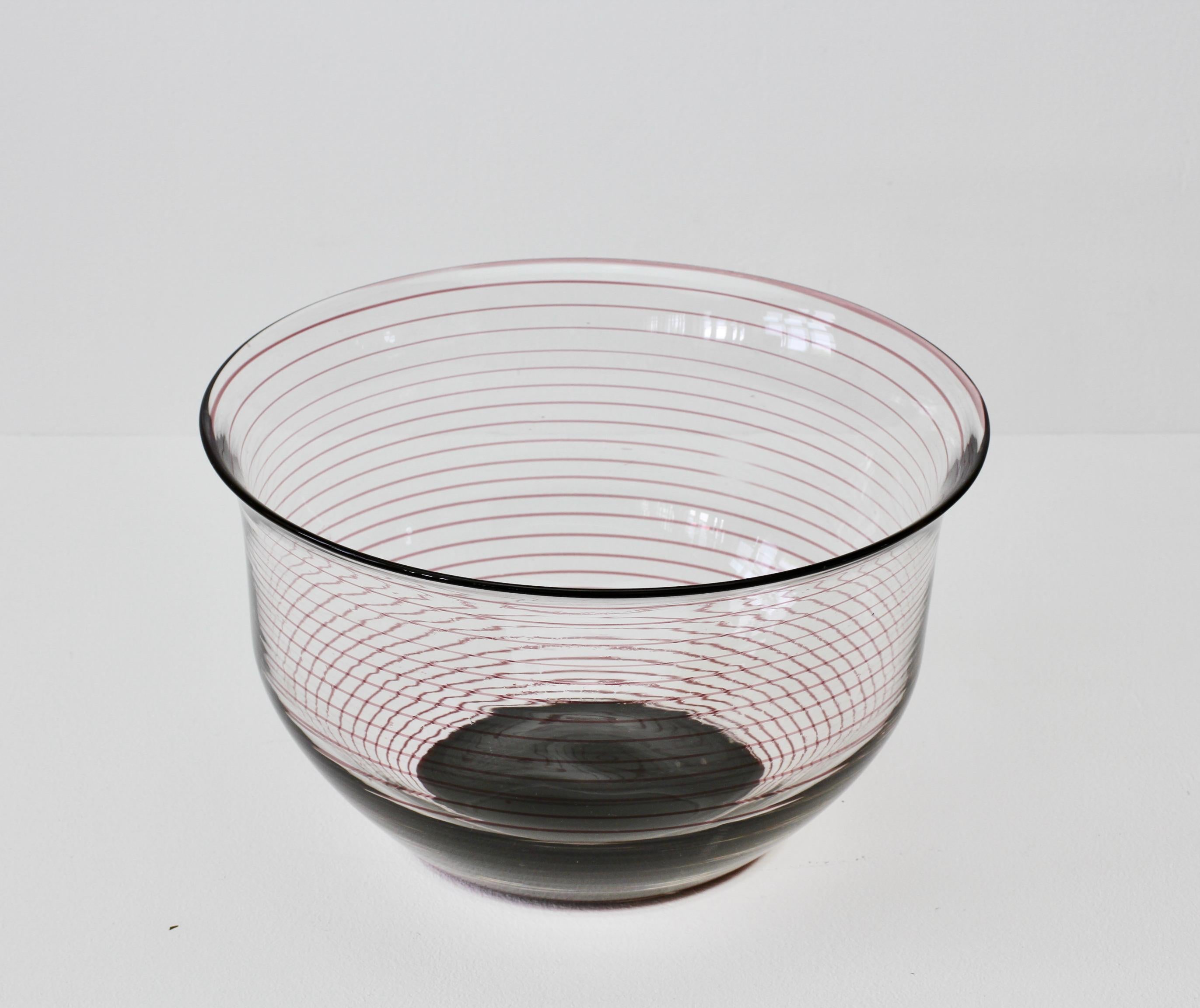 Cenedese signiert große lila Spirale & klare Murano-Glas Obstschale, ca. 1980er Jahre im Angebot 1