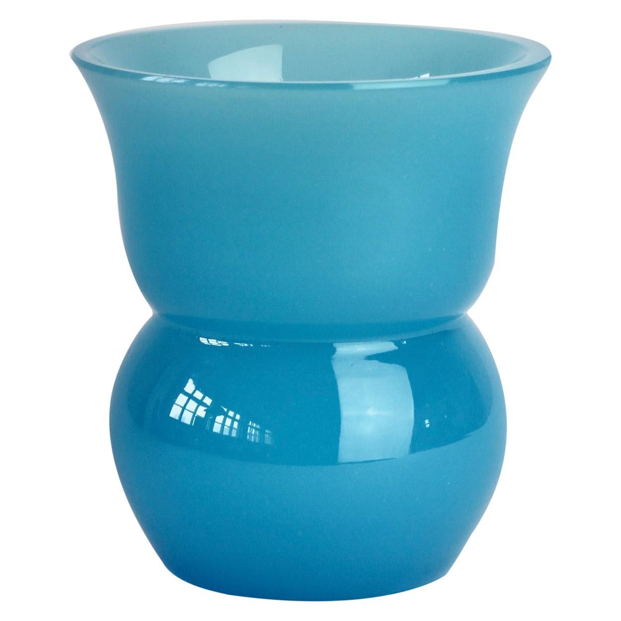 Cenedese Small Vintage Midcentury Light Blue Italian Murano Glass Vase