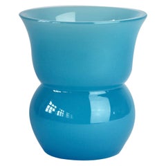Cenedese Small Vintage Midcentury Light Blue Italian Murano Glass Vase