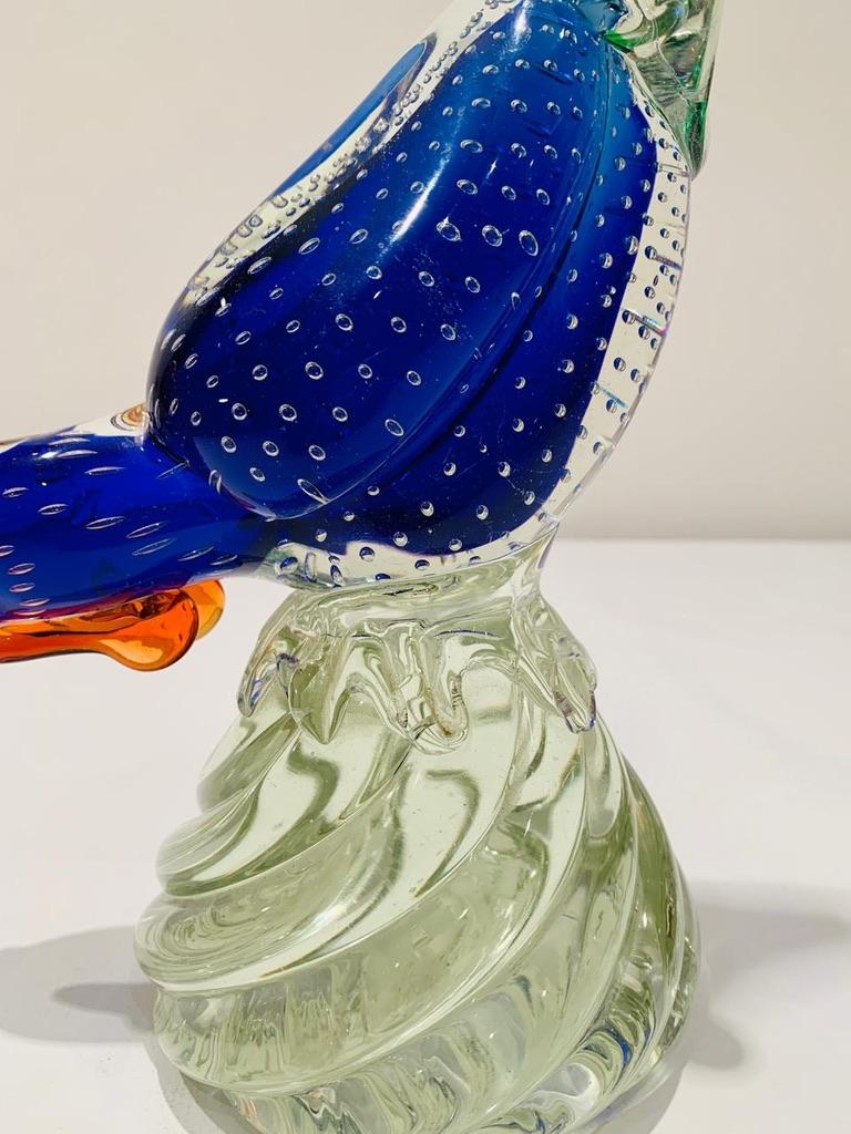 Other Cenedese style Murano glass tricolor circa 1950 cock. For Sale