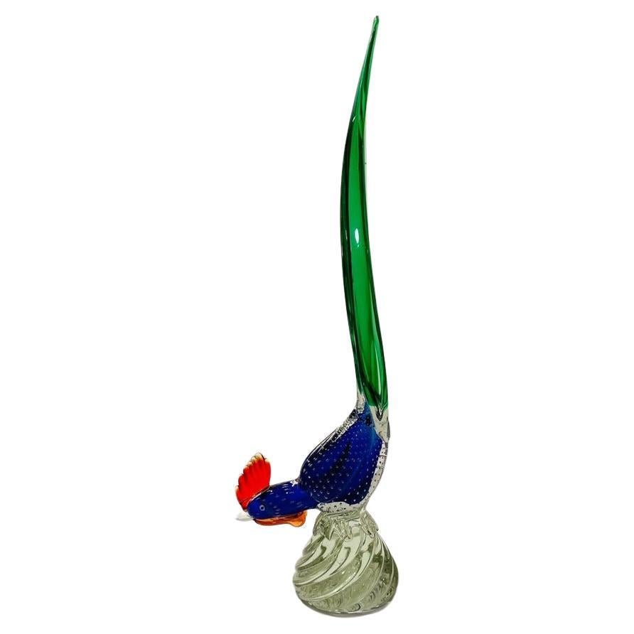 Cenedese style Murano glass tricolor circa 1950 cock. For Sale