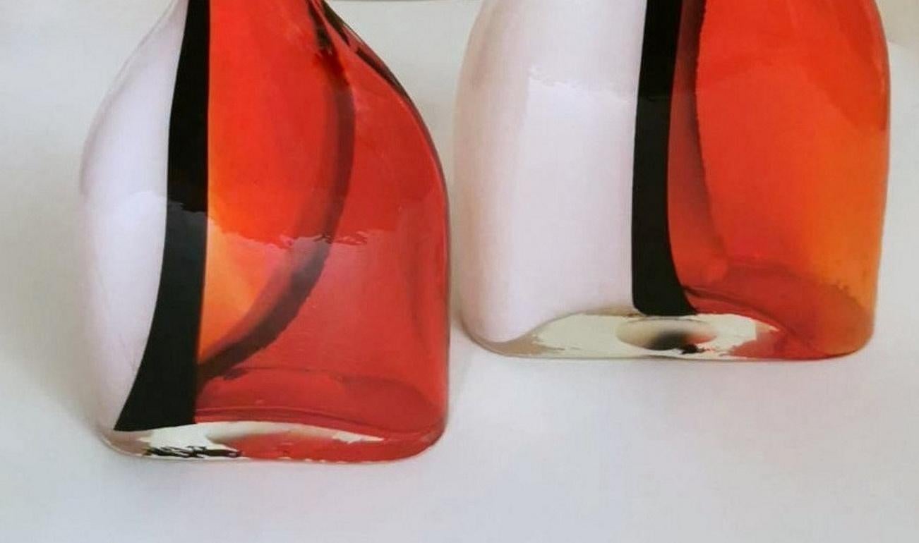 Cenedese Style Pair of Vintage Murano “Vetro Sommerso” Vases 3