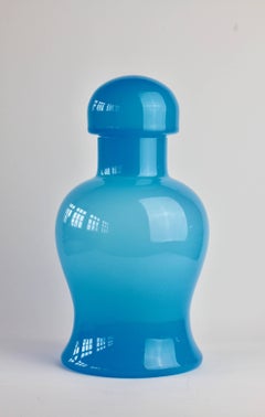 Tall Blue Vintage Italian Murano Glass Urn or Vase by Cenedese