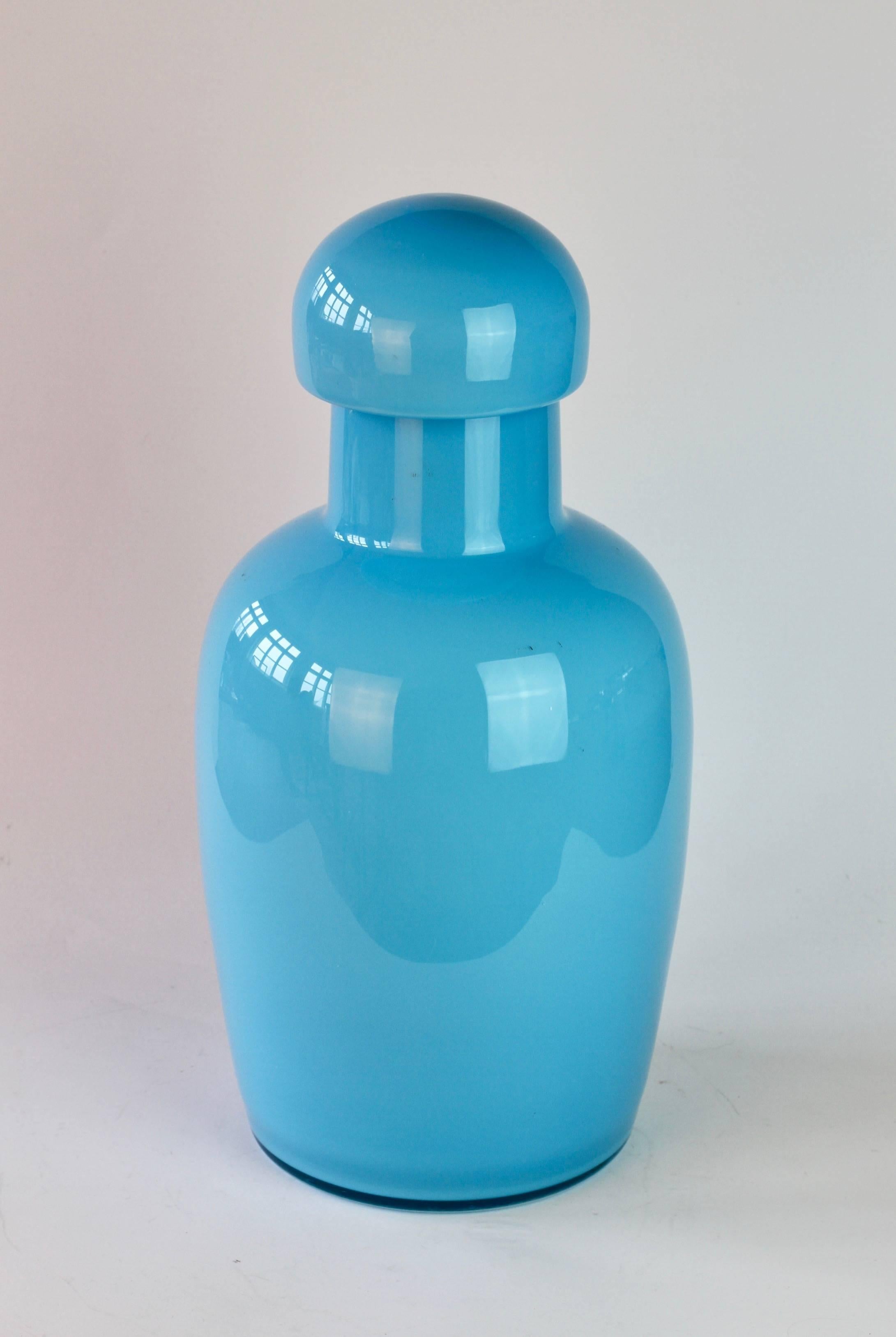 blue glass urn