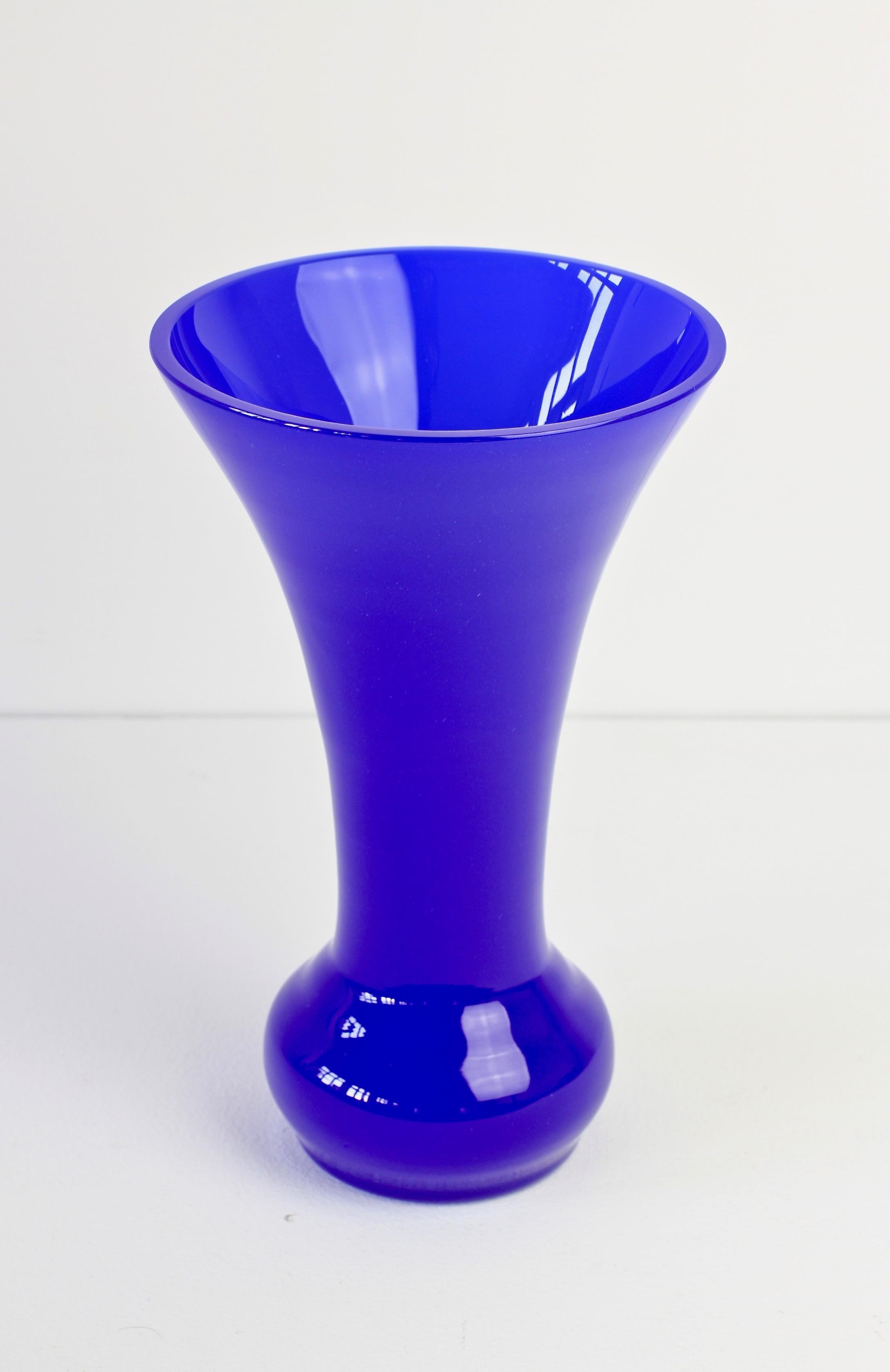 vintage tall blue glass vase