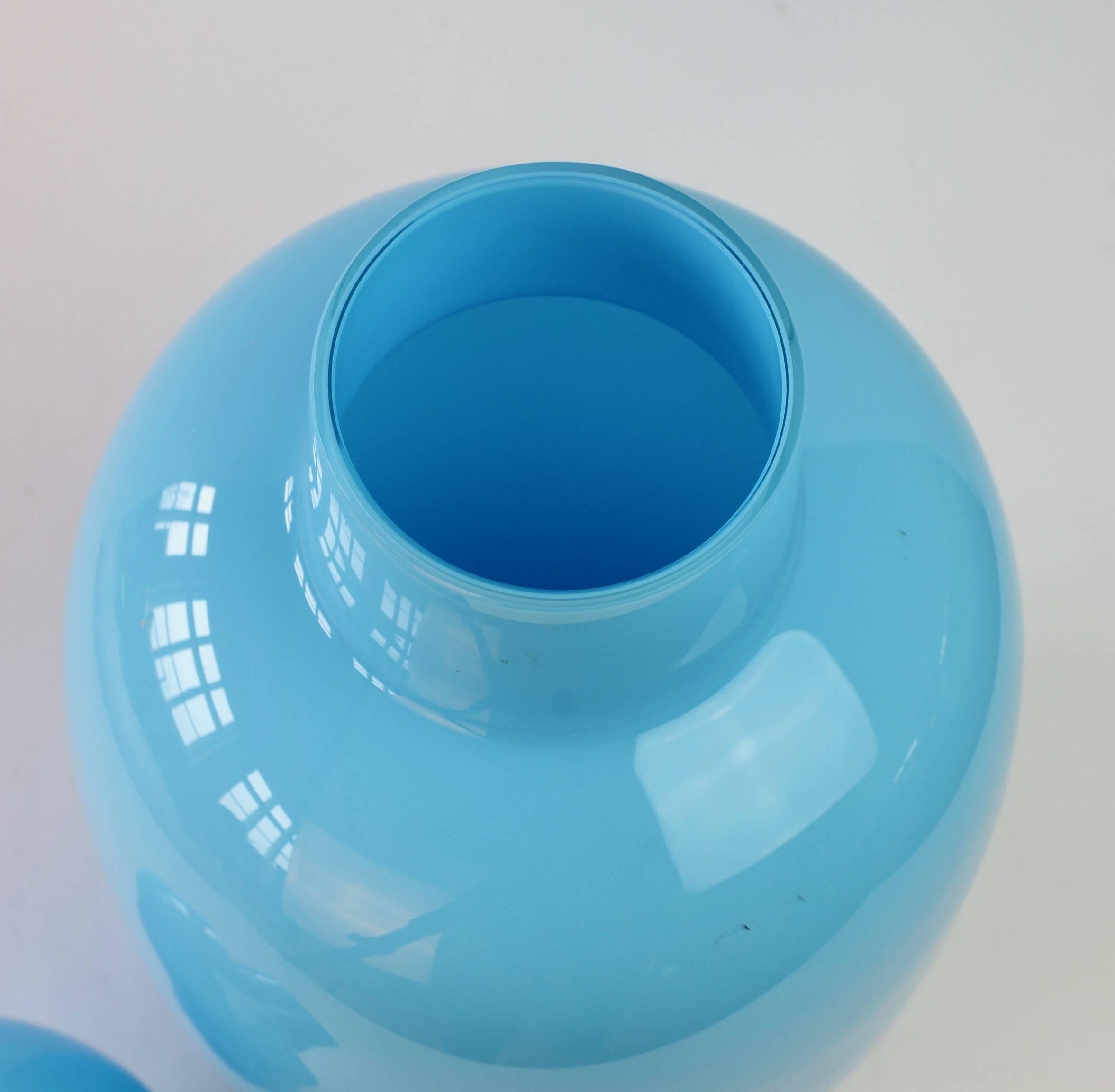 Cenedese Tall Blue Vintage Italian Murano Glass Urn, Vase or Jar In Good Condition For Sale In Landau an der Isar, Bayern