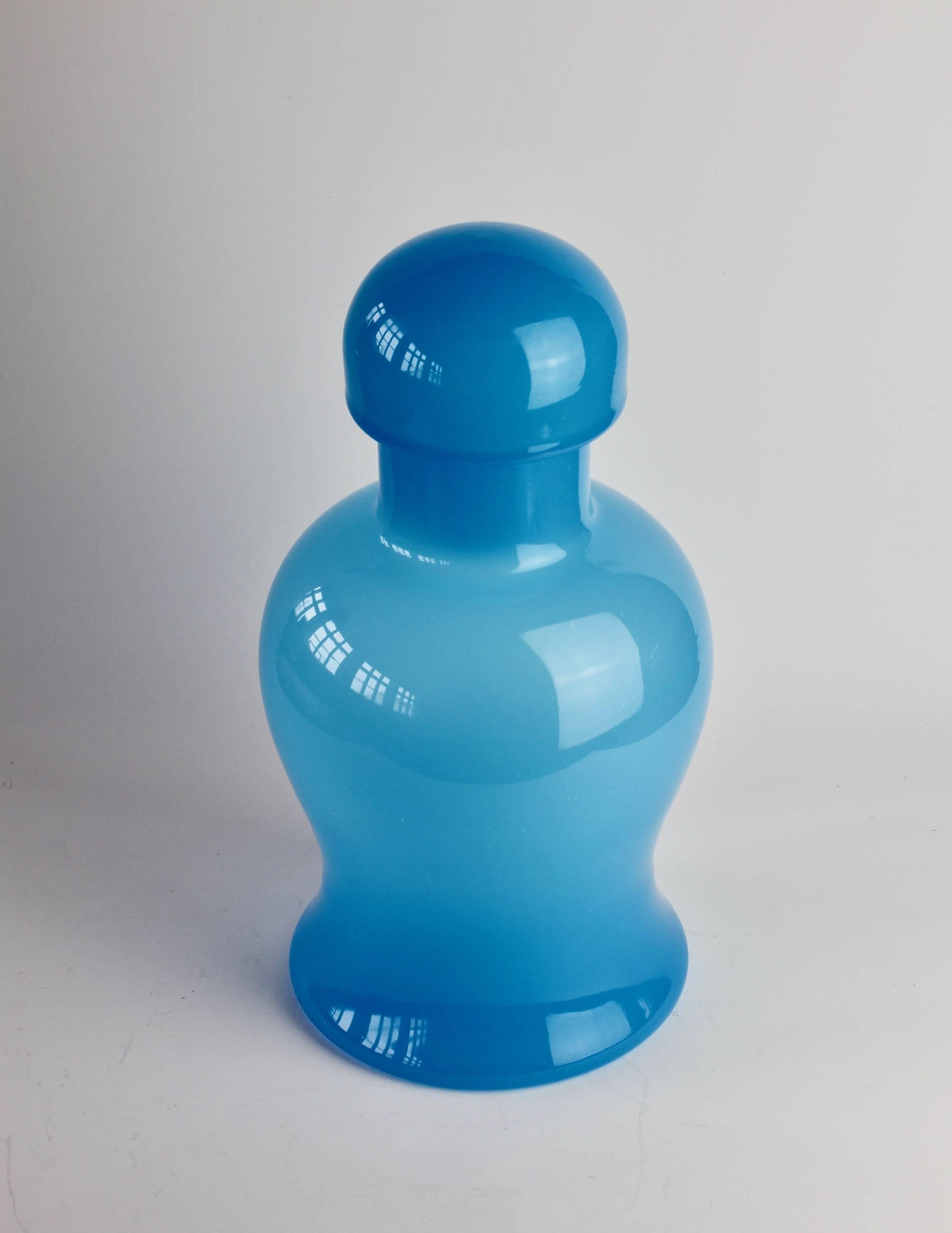 Mid-Century Modern Tall Blue Vintage Italian Murano Glass Urn or Vase by Cenedese For Sale