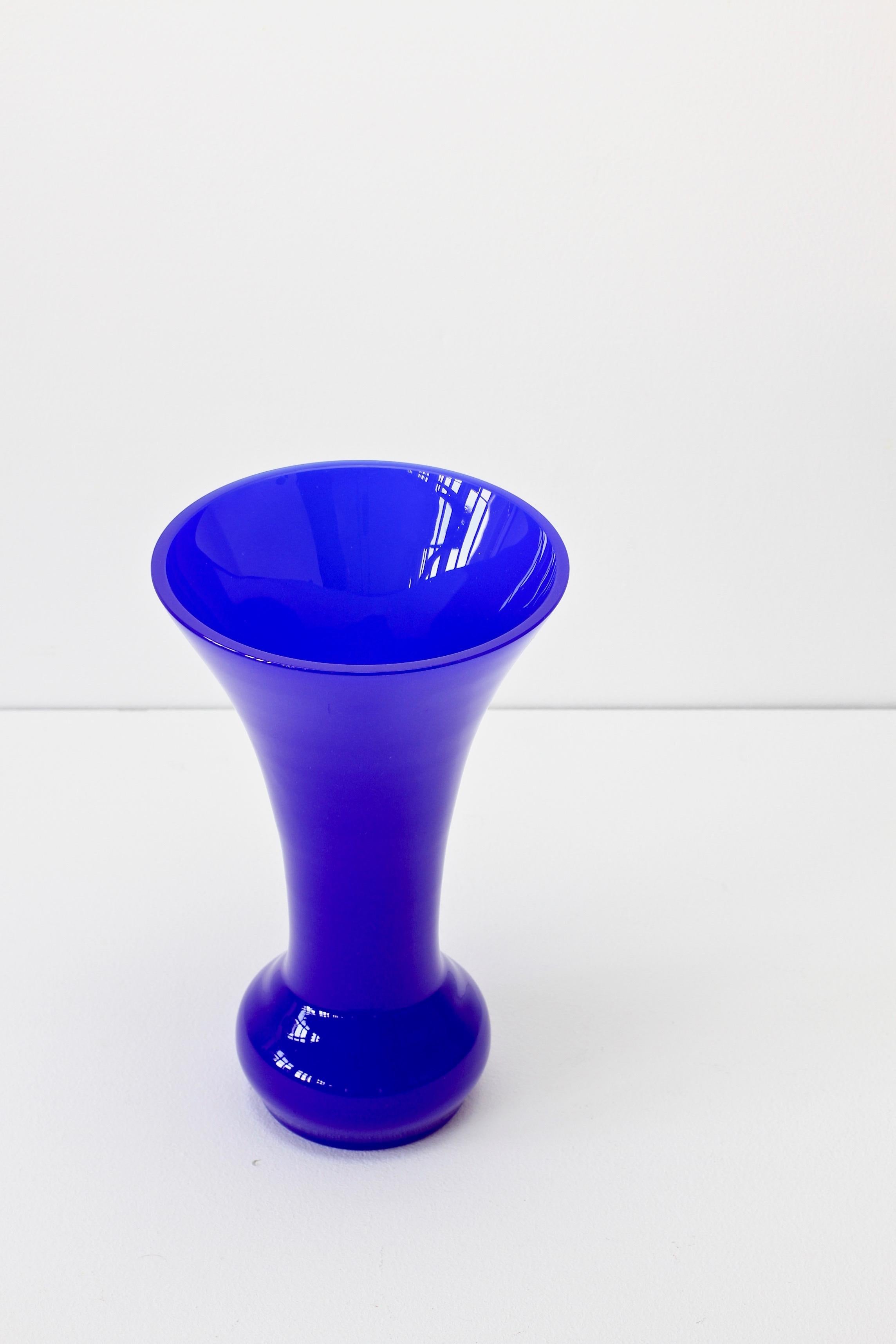 tall blue glass vase vintage