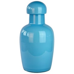 Grande urne, vase ou jarre italien en verre de Murano bleu vintage de Cenedese