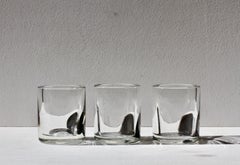 Cenedese Trío de jarrones italianos de mediados de siglo de 1970 de cristal de Murano negro y transparente