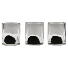 Trio de vases en verre de Murano noir et transparent du milieu du siècle dernier des années 1970 de Cenedese