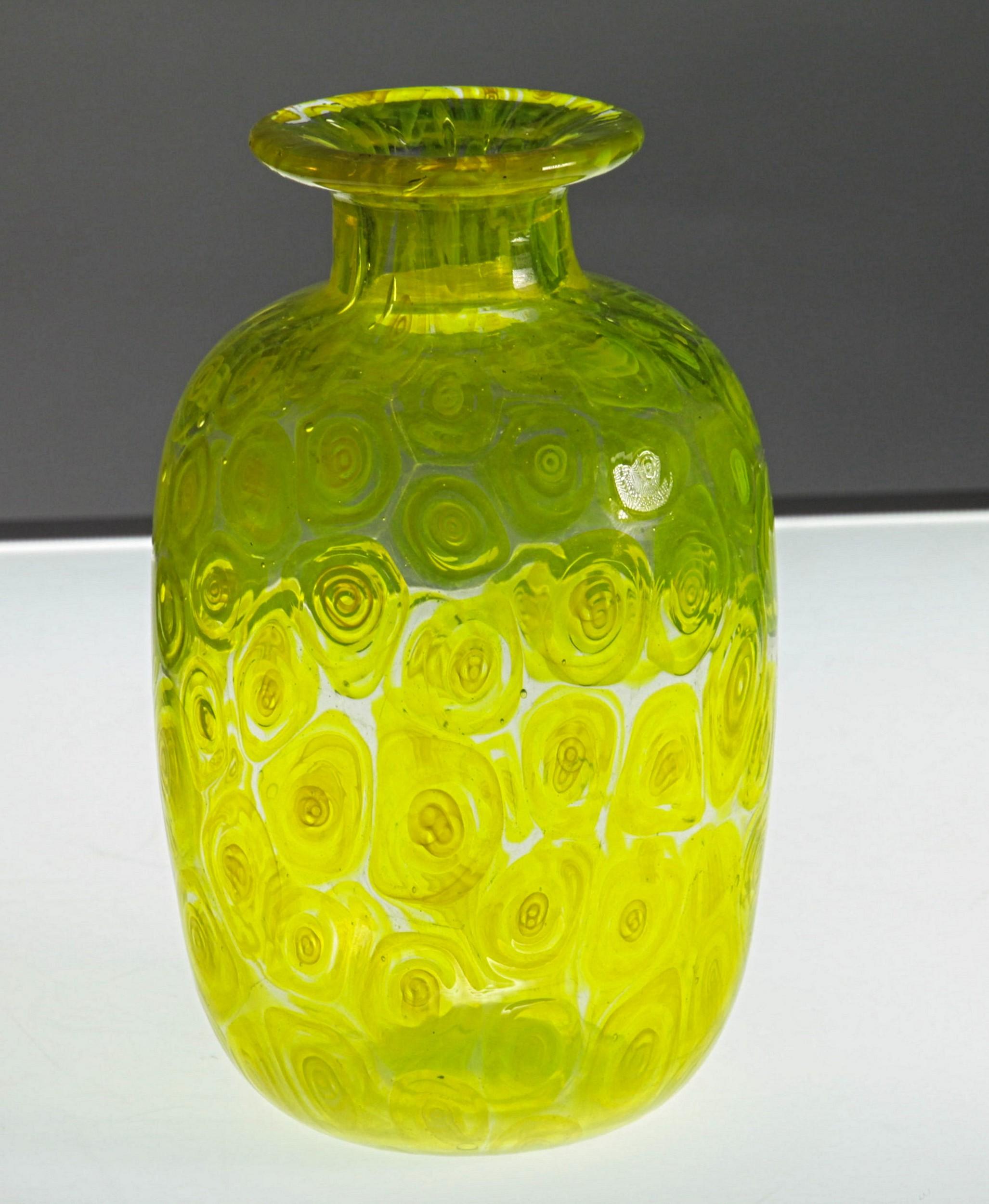 Cenedese Unique Uranium Yellow Murrina Vase, 1960s or Sooner 1