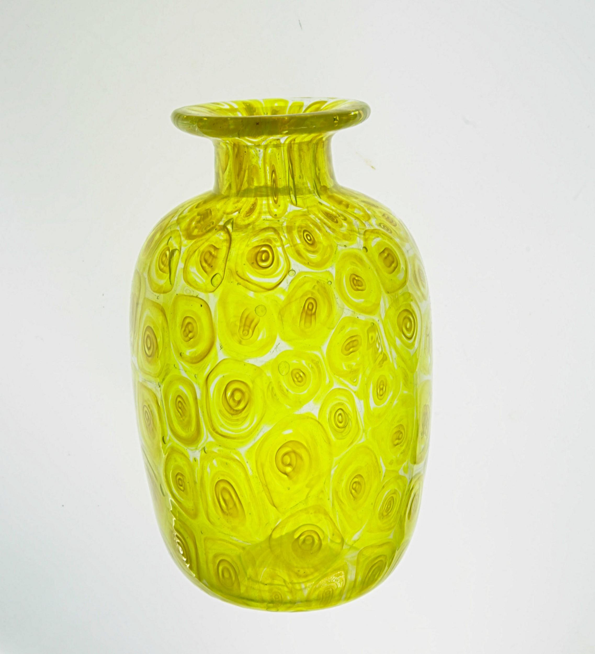 Cenedese Unique Uranium Yellow Murrina Vase, 1960s or Sooner 4