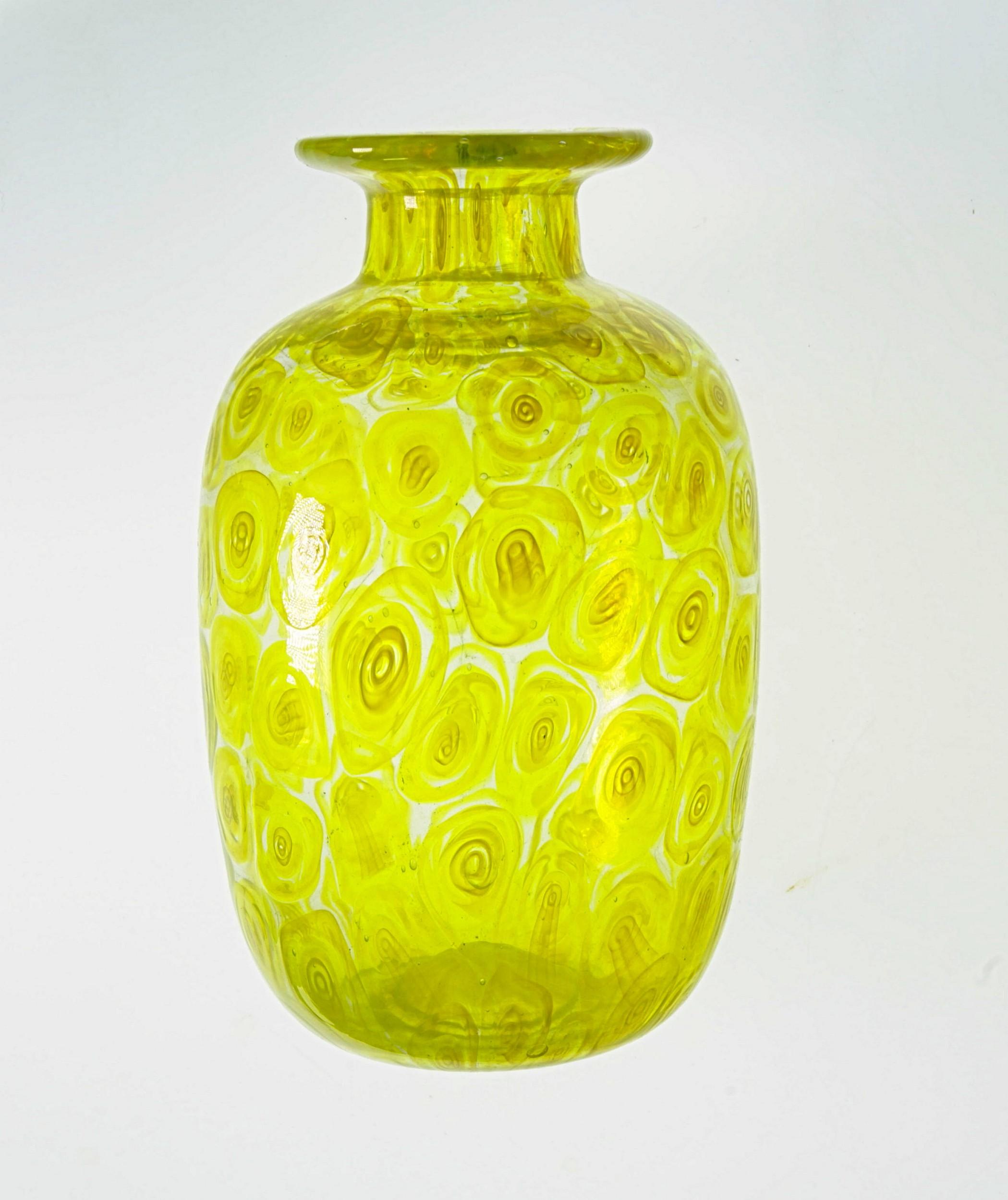 Cenedese Unique Uranium Yellow Murrina Vase, 1960s or Sooner 6