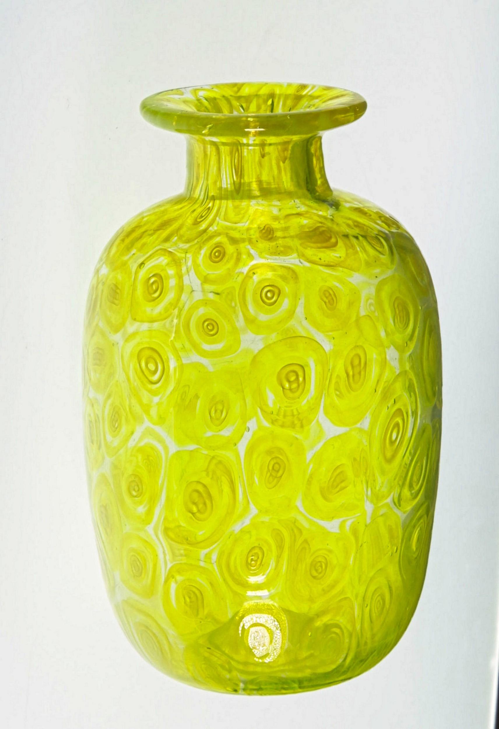 Cenedese Unique Uranium Yellow Murrina Vase, 1960s or Sooner 7