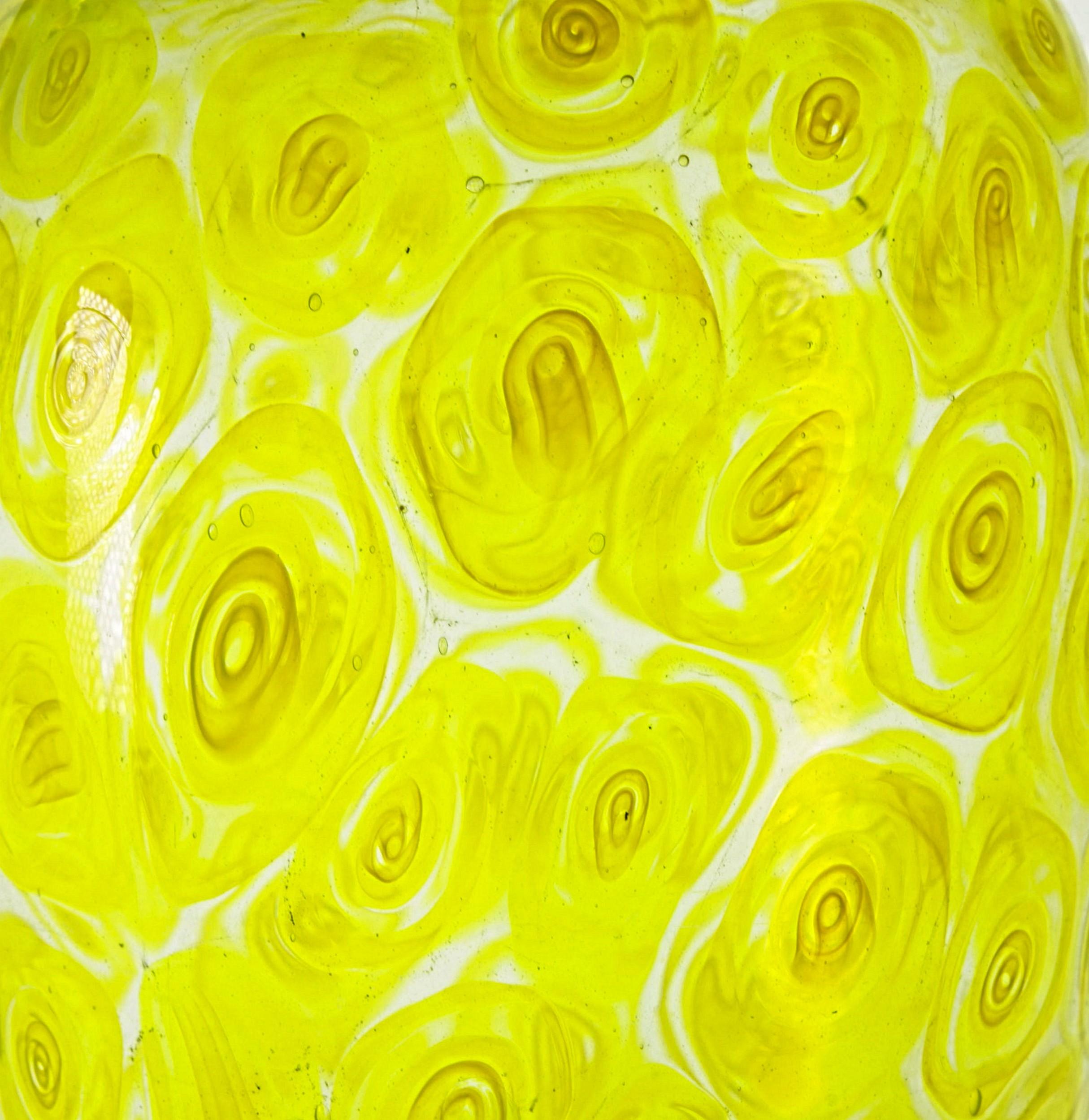 Mid-20th Century Cenedese Unique Uranium Yellow Murrina Vase, 1960s or Sooner