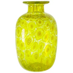 Vintage Cenedese Unique Uranium Yellow Murrina Vase, 1960s or Sooner