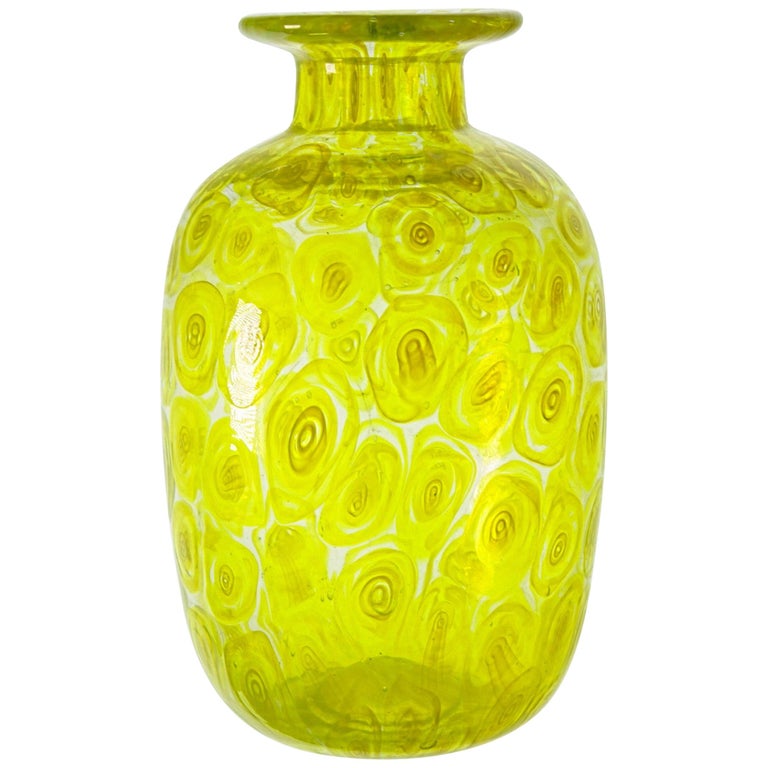 Cenedese Unique Uranium Yellow Murrina Vase, 1960s or Sooner For Sale